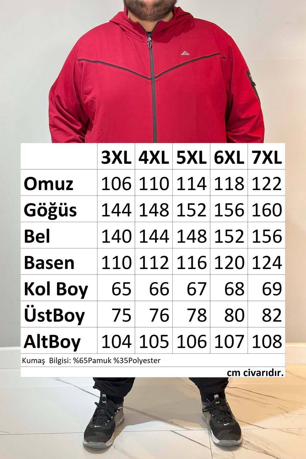 Özel Üretim Büyük Beden Ekstra Battal Pamuklu Erkek Eşofman Takımı 24722 Bordo