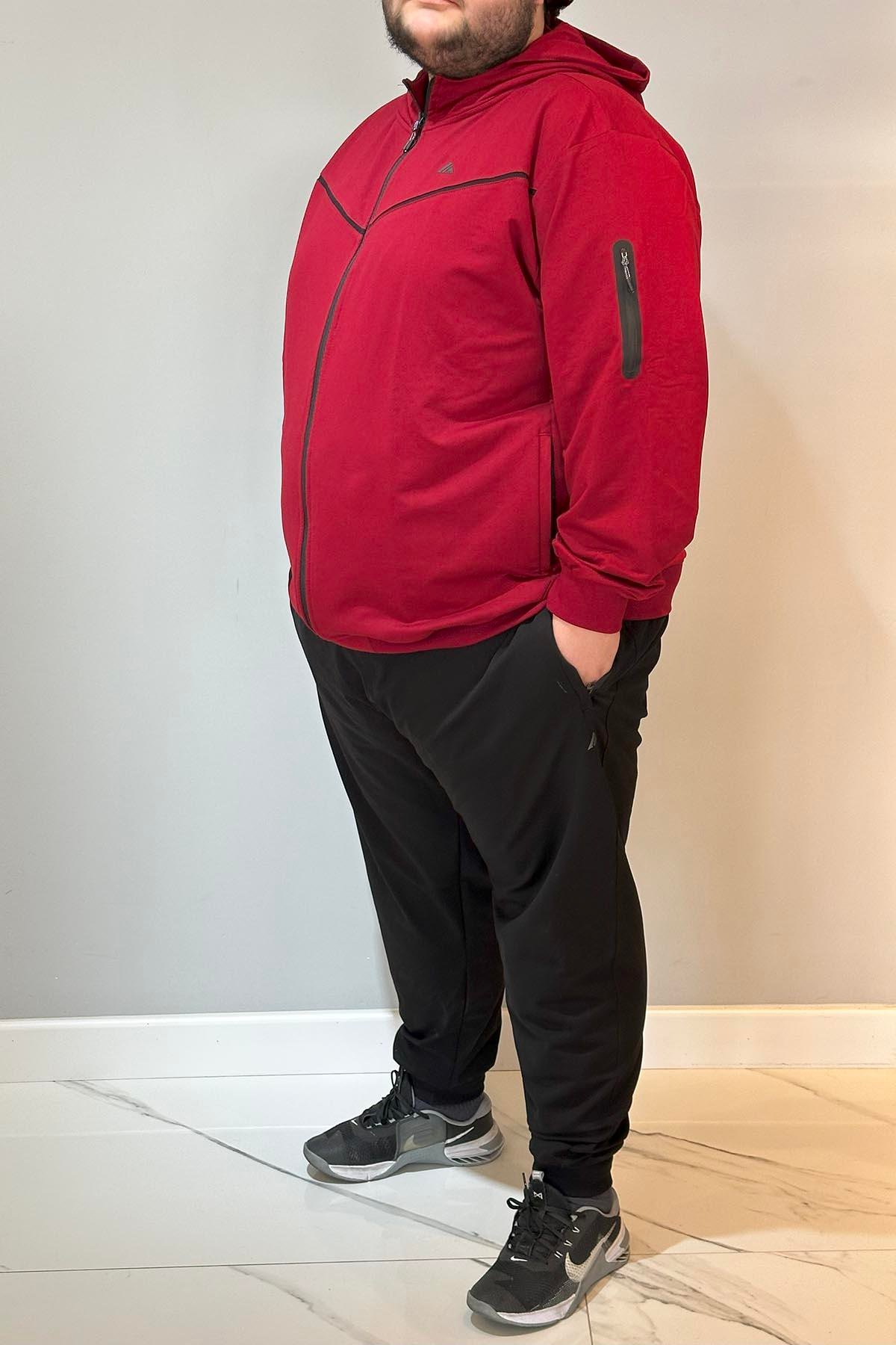 Özel Üretim Büyük Beden Ekstra Battal Pamuklu Erkek Eşofman Takımı 24722 Bordo