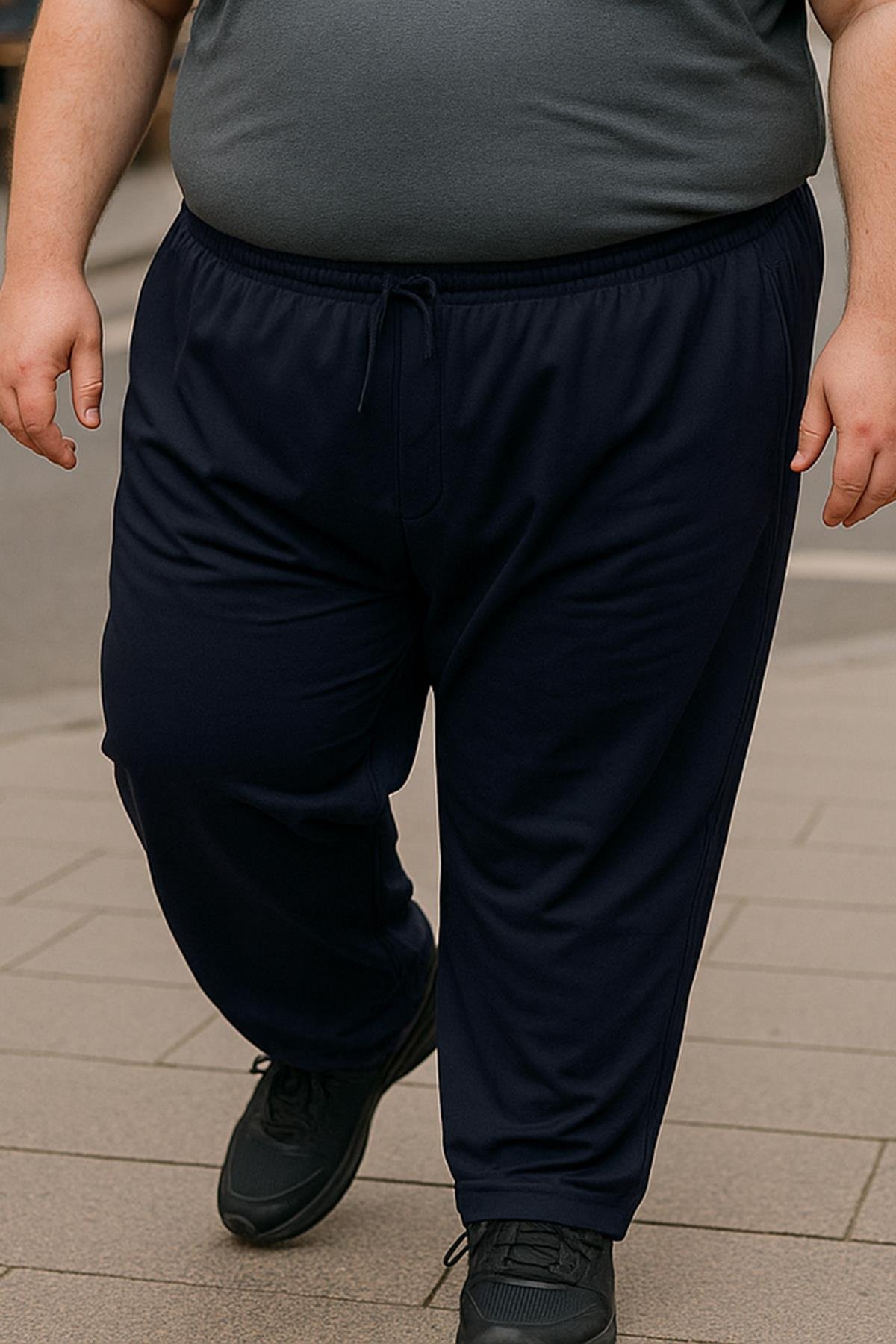 Özel Üretim Büyük Beden Ekstra Battal Pamuk Dokulu Erkek Eşofman Altı 3704 Lacivert