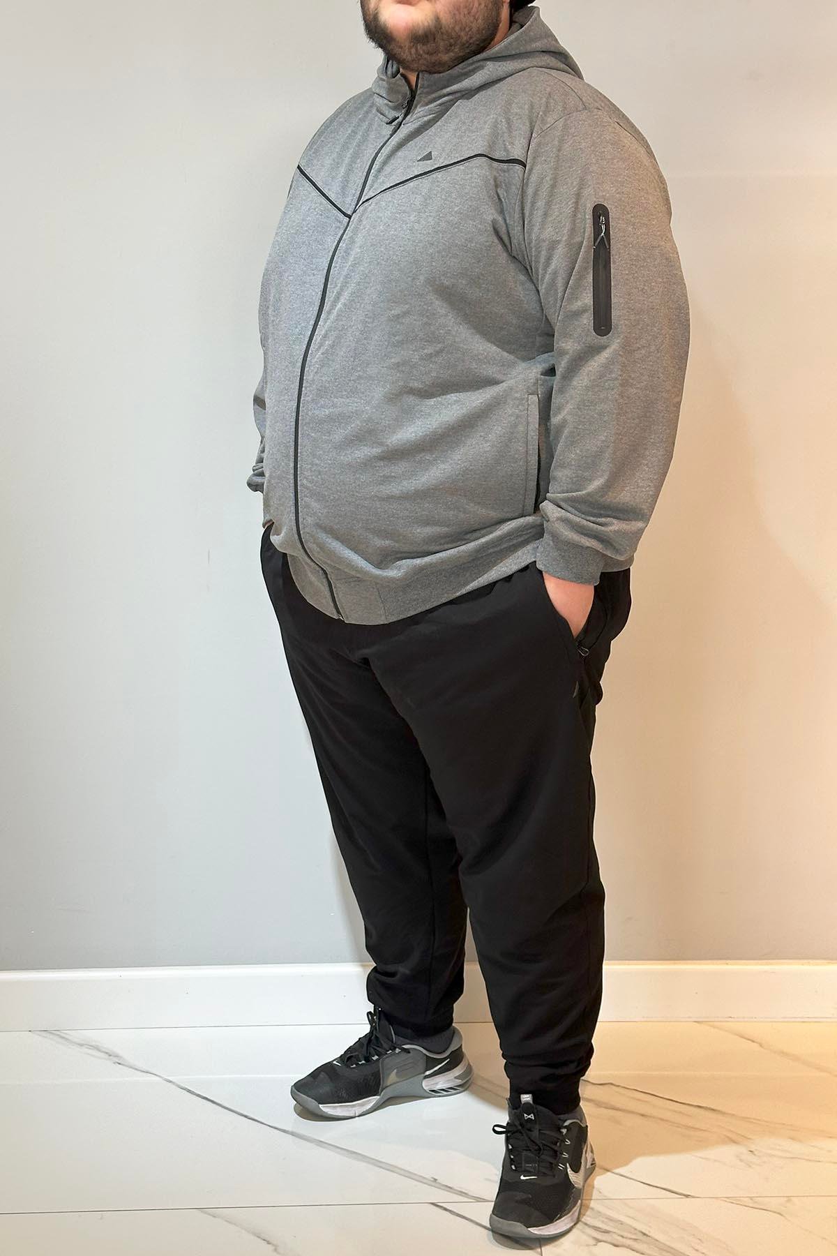 Özel Üretim Büyük Beden Ekstra Battal Pamuklu Erkek Eşofman Takımı 24722 Antrasit