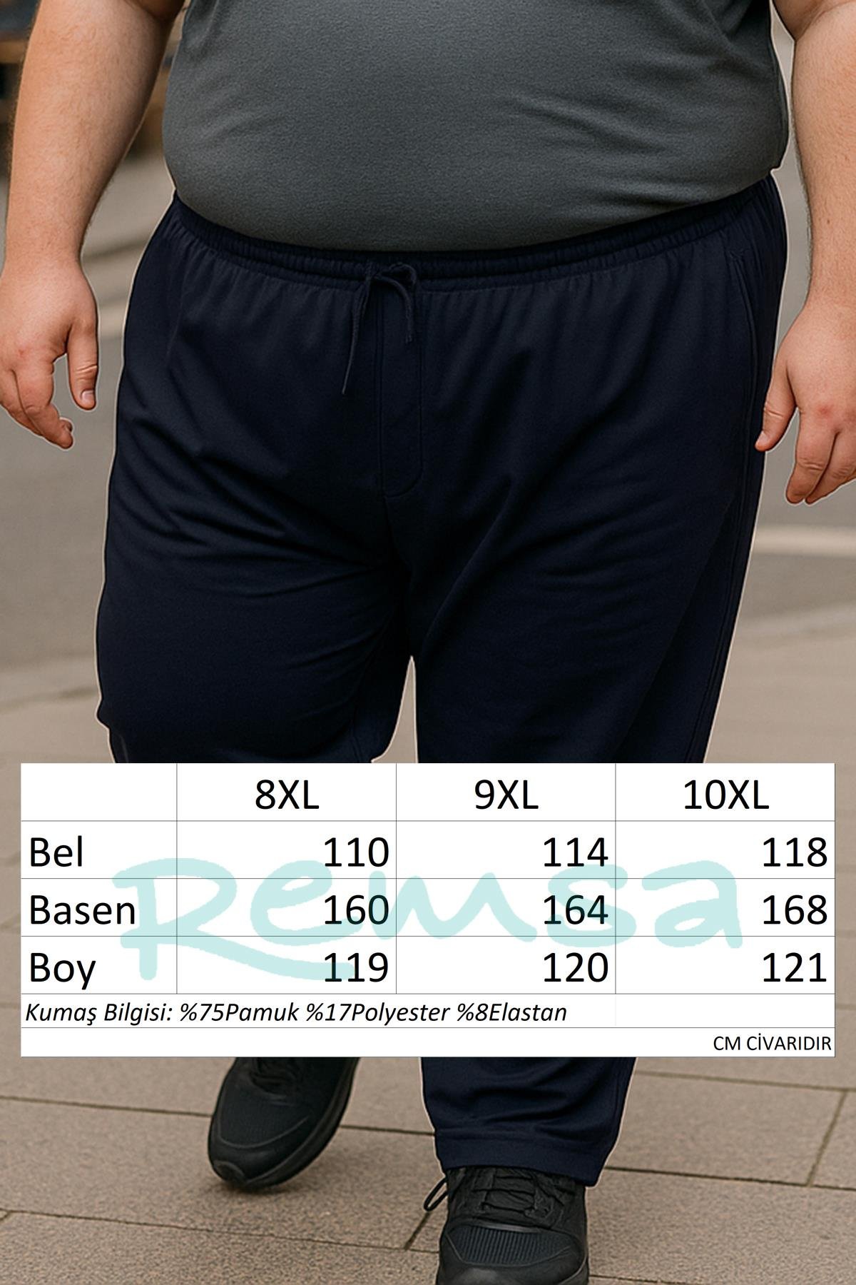 Özel Üretim Büyük Beden Ekstra Battal Pamuk Dokulu Erkek Eşofman Altı 3704 Lacivert