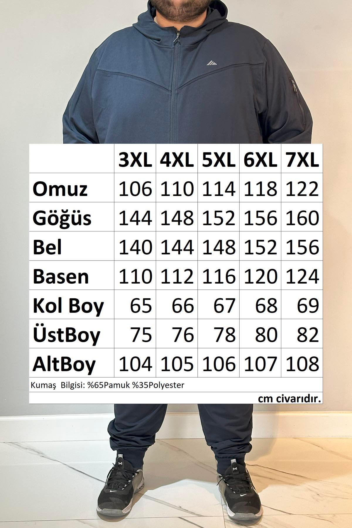 Özel Üretim Büyük Beden Ekstra Battal Pamuklu Erkek Eşofman Takımı 24722 Lacivert