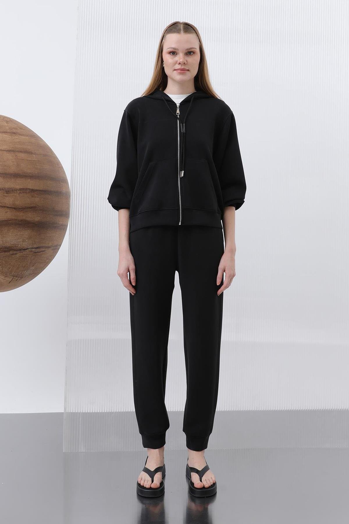 Paçası Lastikli Modal Pantolon 32179 Siyah