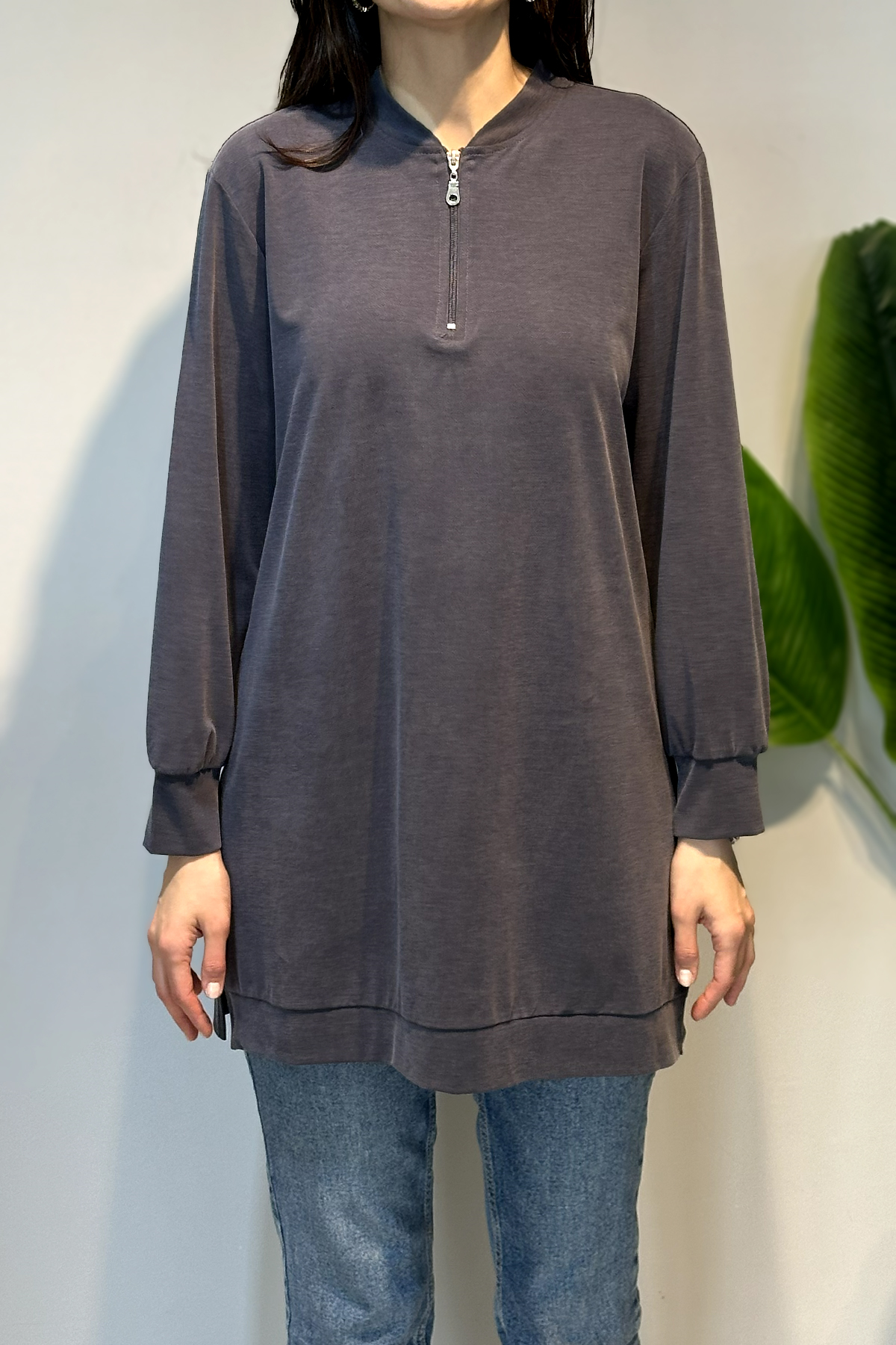 Pamuklu Basic Tunik 7474 Antrasit