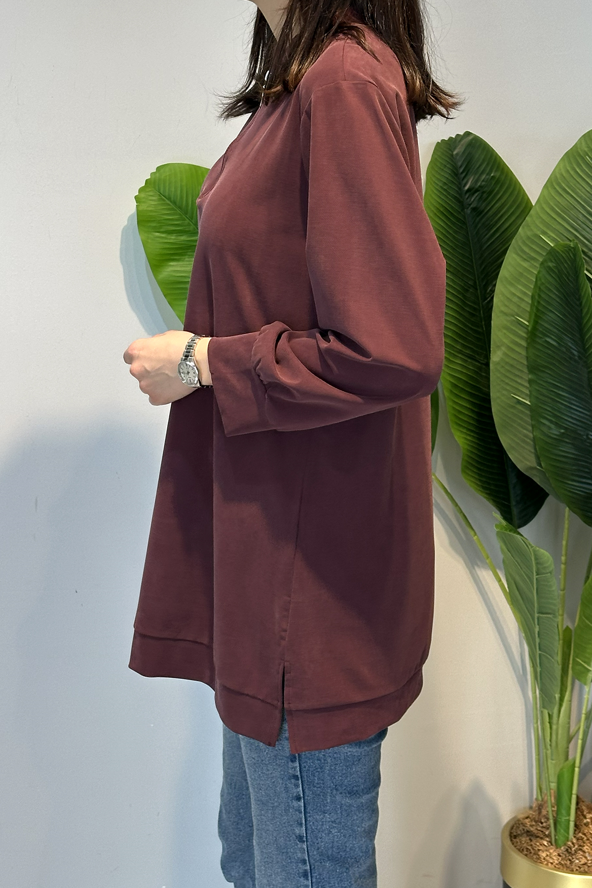 Pamuklu Basic Tunik 7474 Bordo
