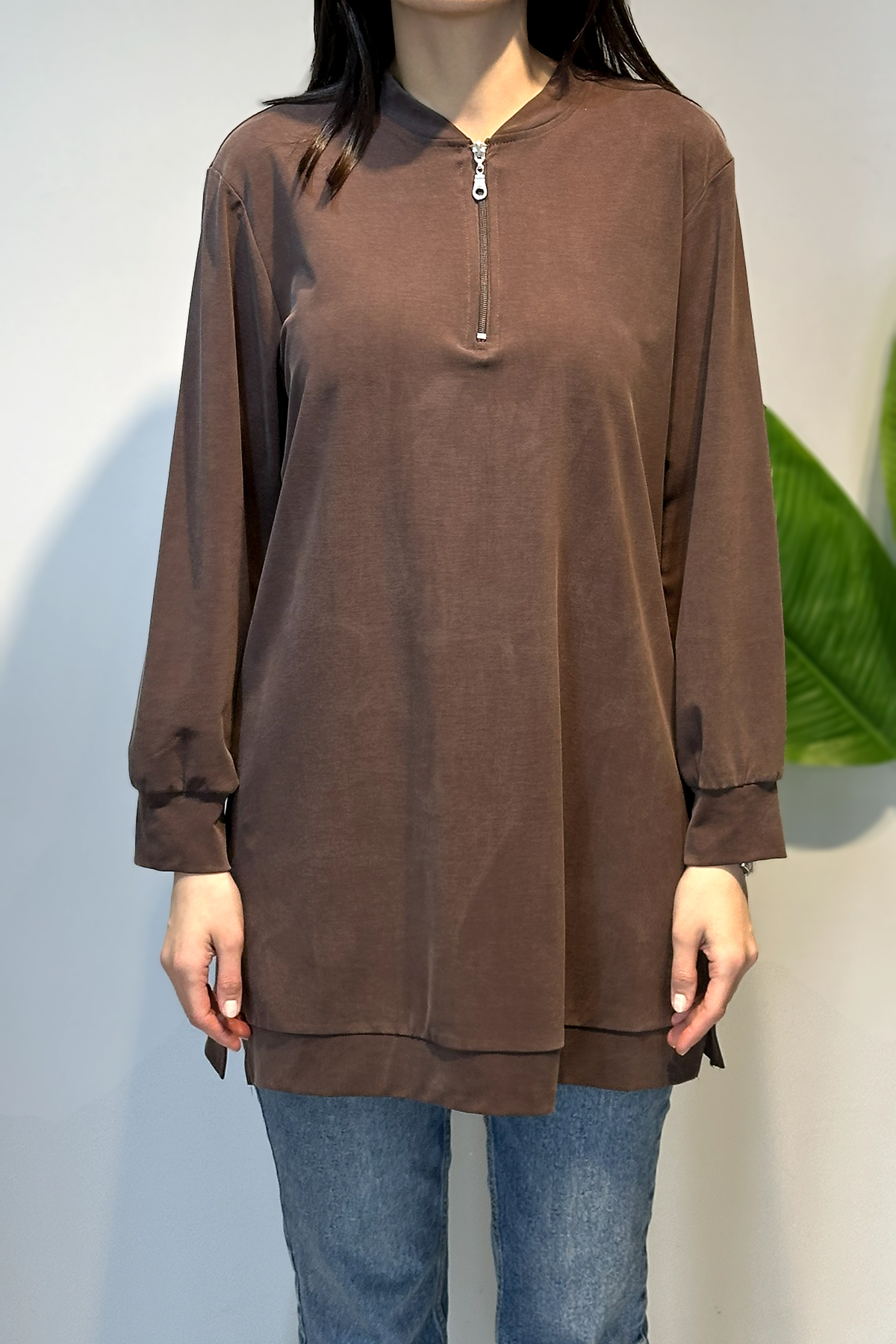 Pamuklu Basic Tunik 7474 Kahve
