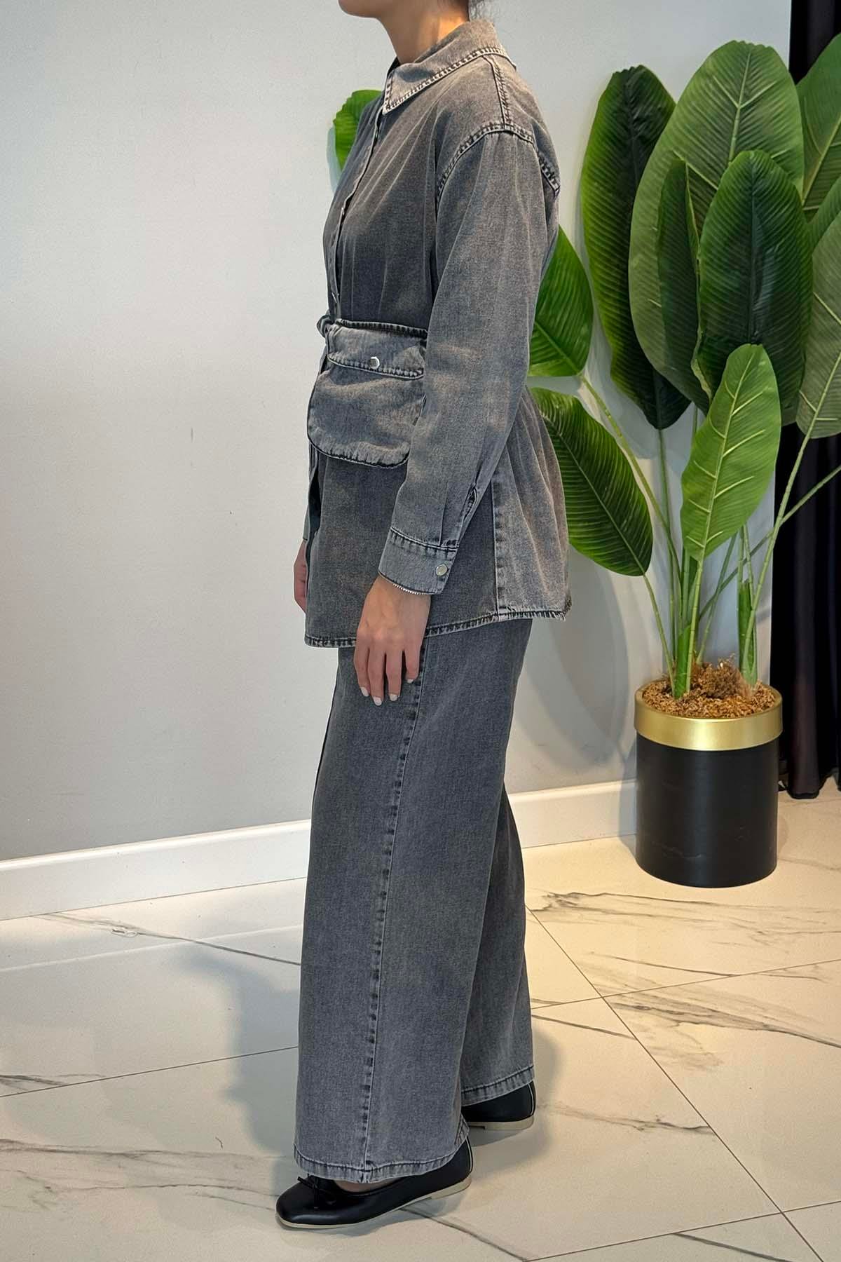 Pamuklu Denim Takım 7430 Antrasit