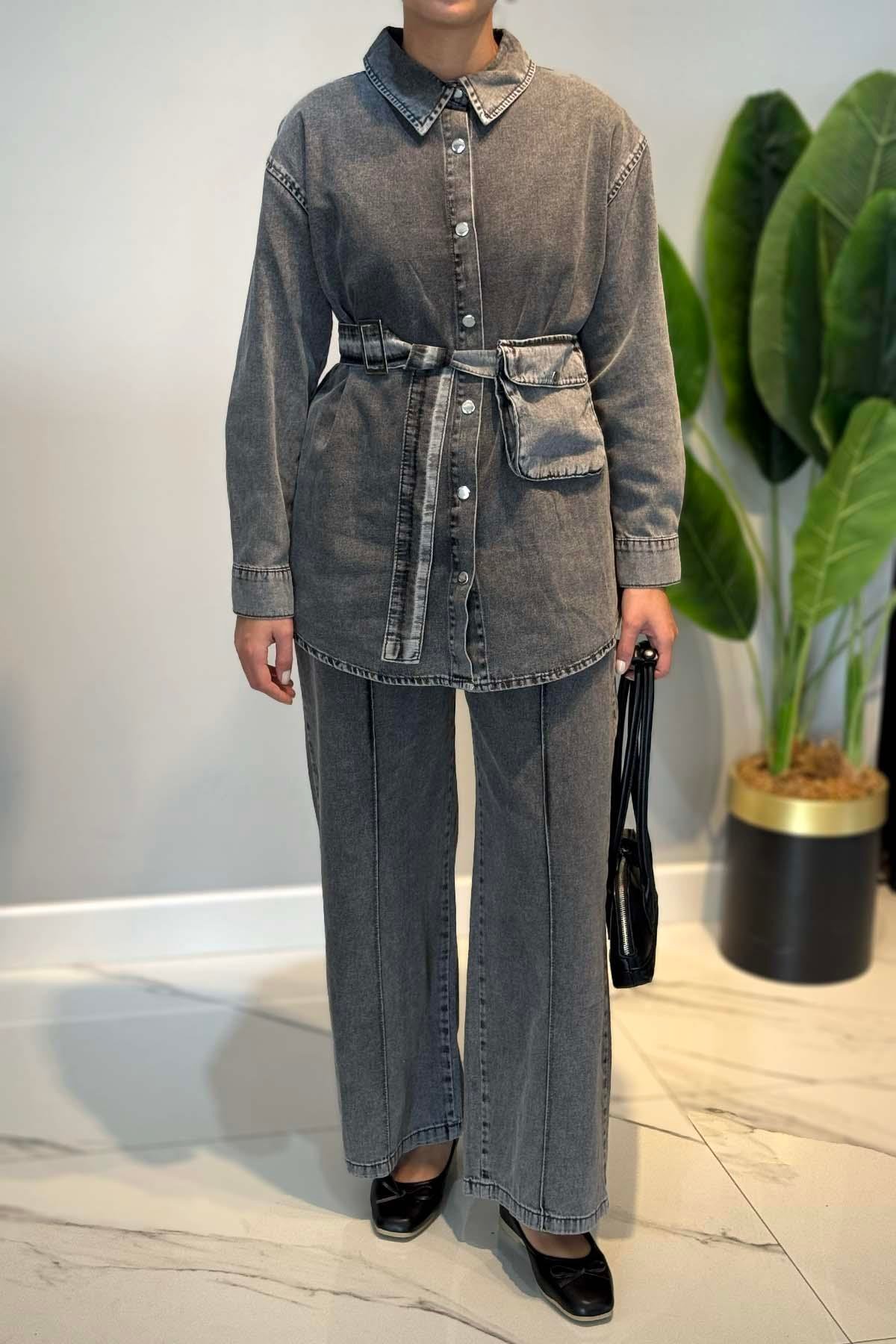 Pamuklu Denim Takım 7430 Antrasit