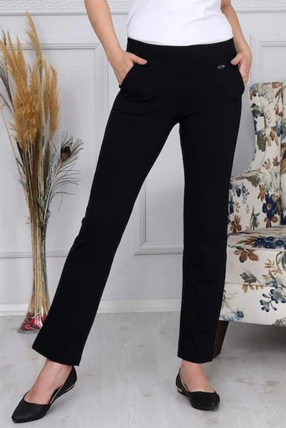 Pantalon Görünümlü Kadın Eşofman Altı Siyah