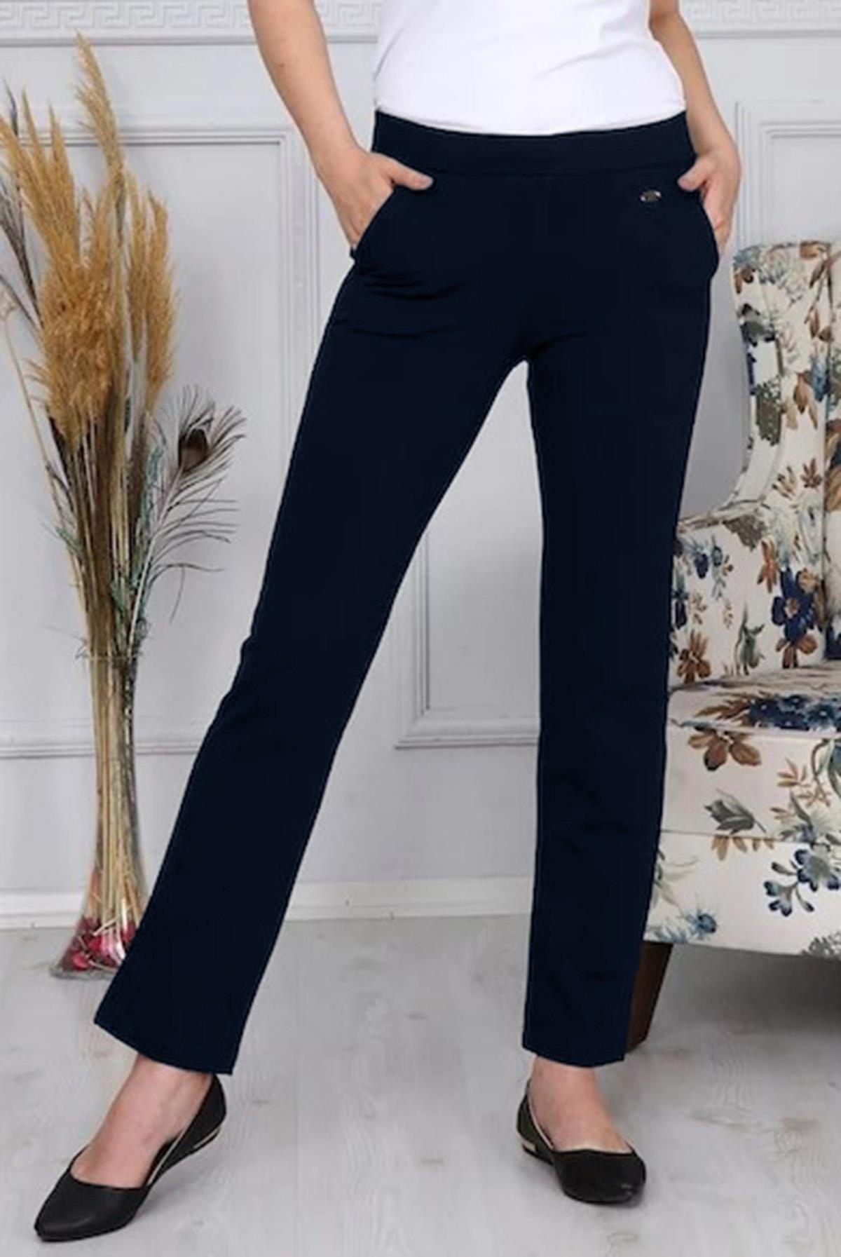 Pantalon Görünümlü Kadın Eşofman Altı Koyu Lacivert
