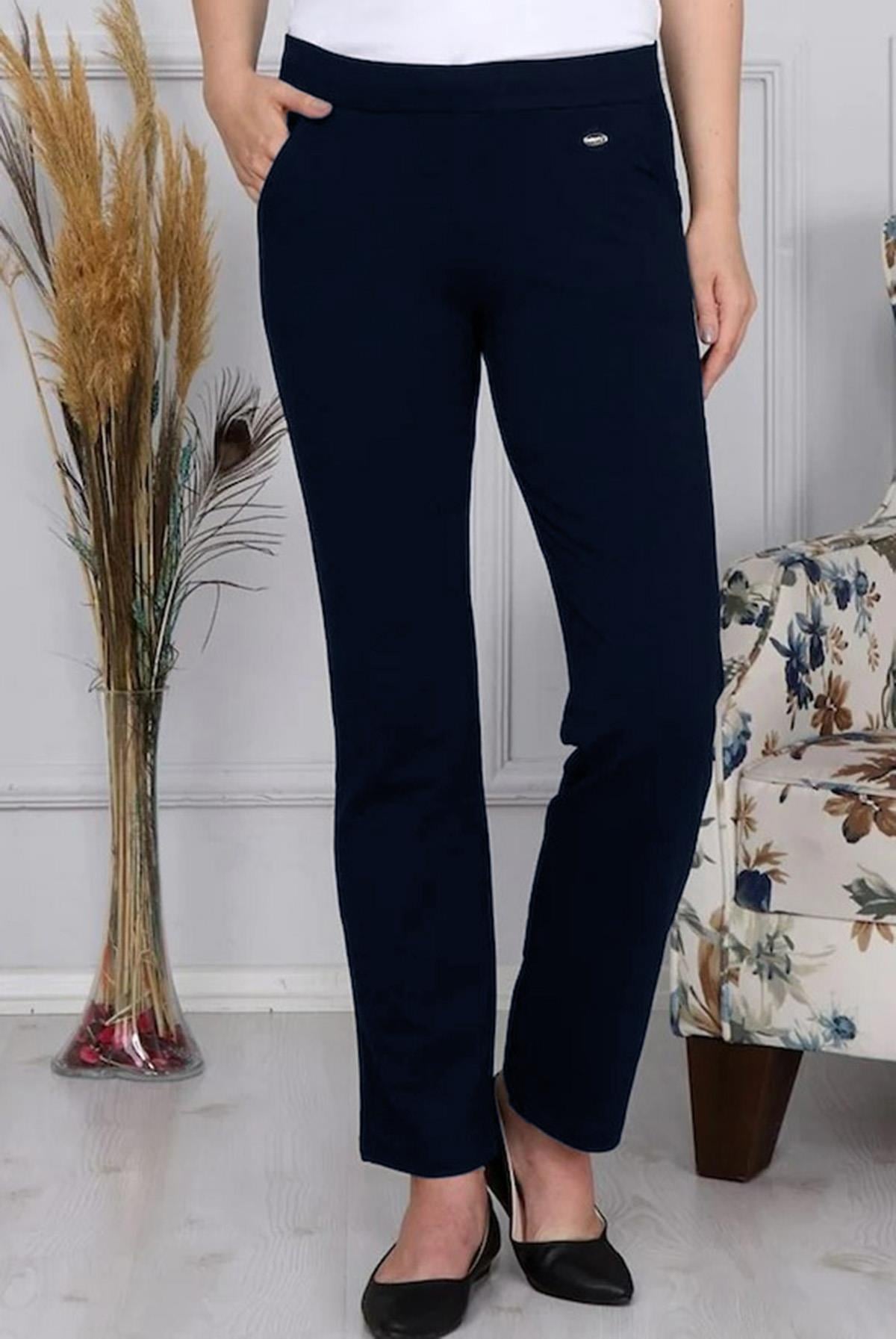 Pantalon Görünümlü Kadın Eşofman Altı Koyu Lacivert