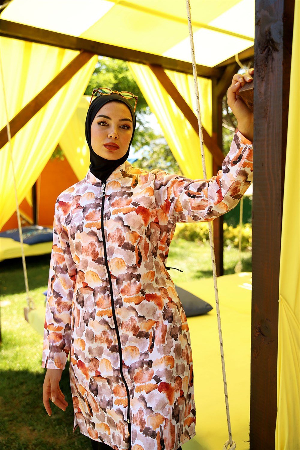 Paraşüt Fermuarlı Tam Kapalı Tesettür Mayo Yasemin S.Boya