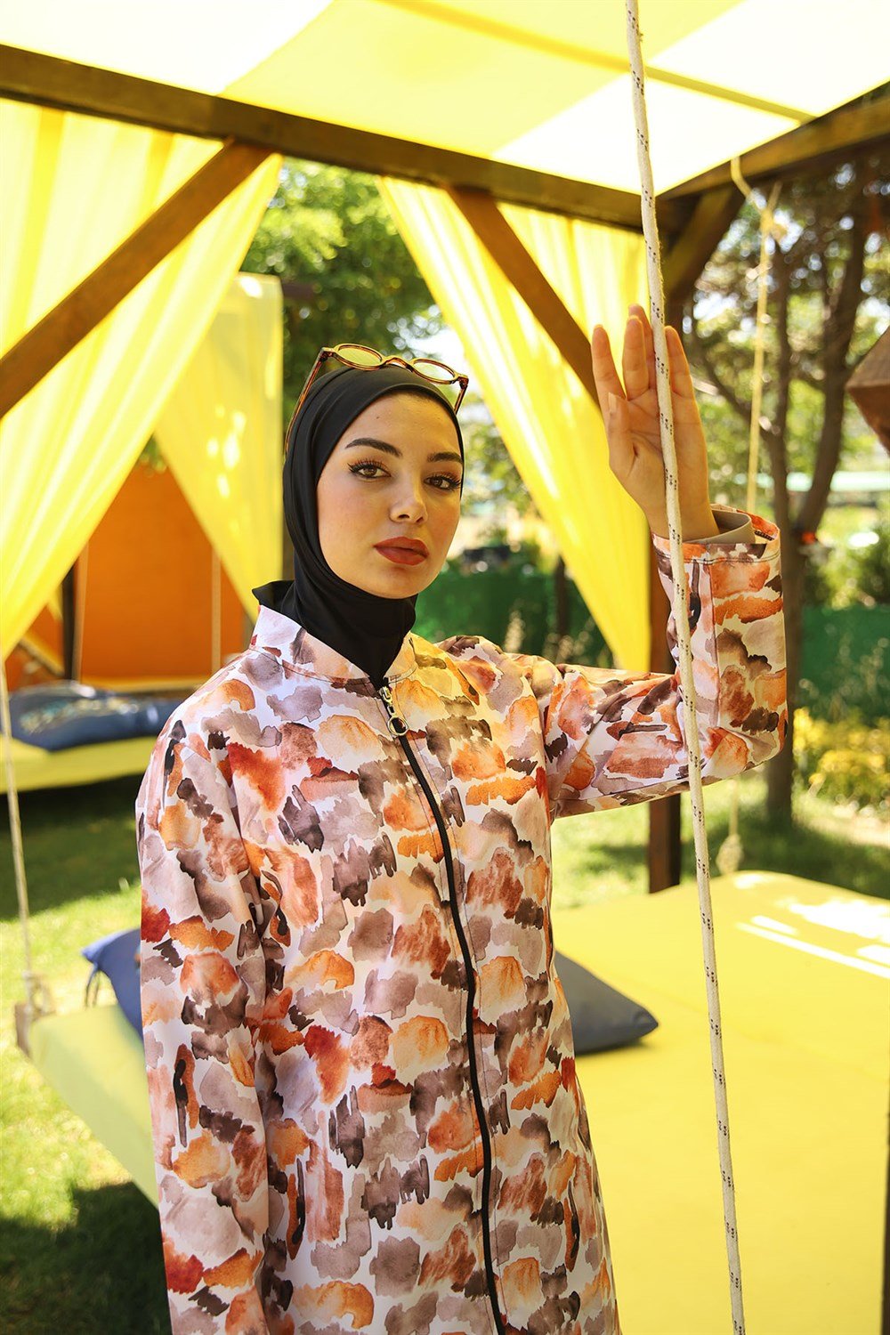 Paraşüt Fermuarlı Tam Kapalı Tesettür Mayo Yasemin S.Boya