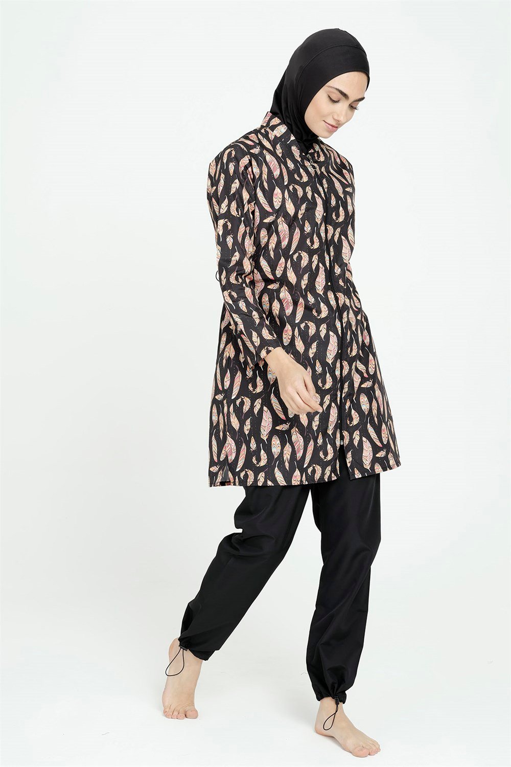 Paraşüt Fermuarlı Tam Kapalı Tesettür Mayo Tüy