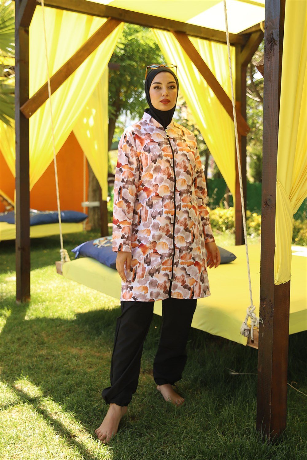 Paraşüt Fermuarlı Tam Kapalı Tesettür Mayo Yasemin S.Boya