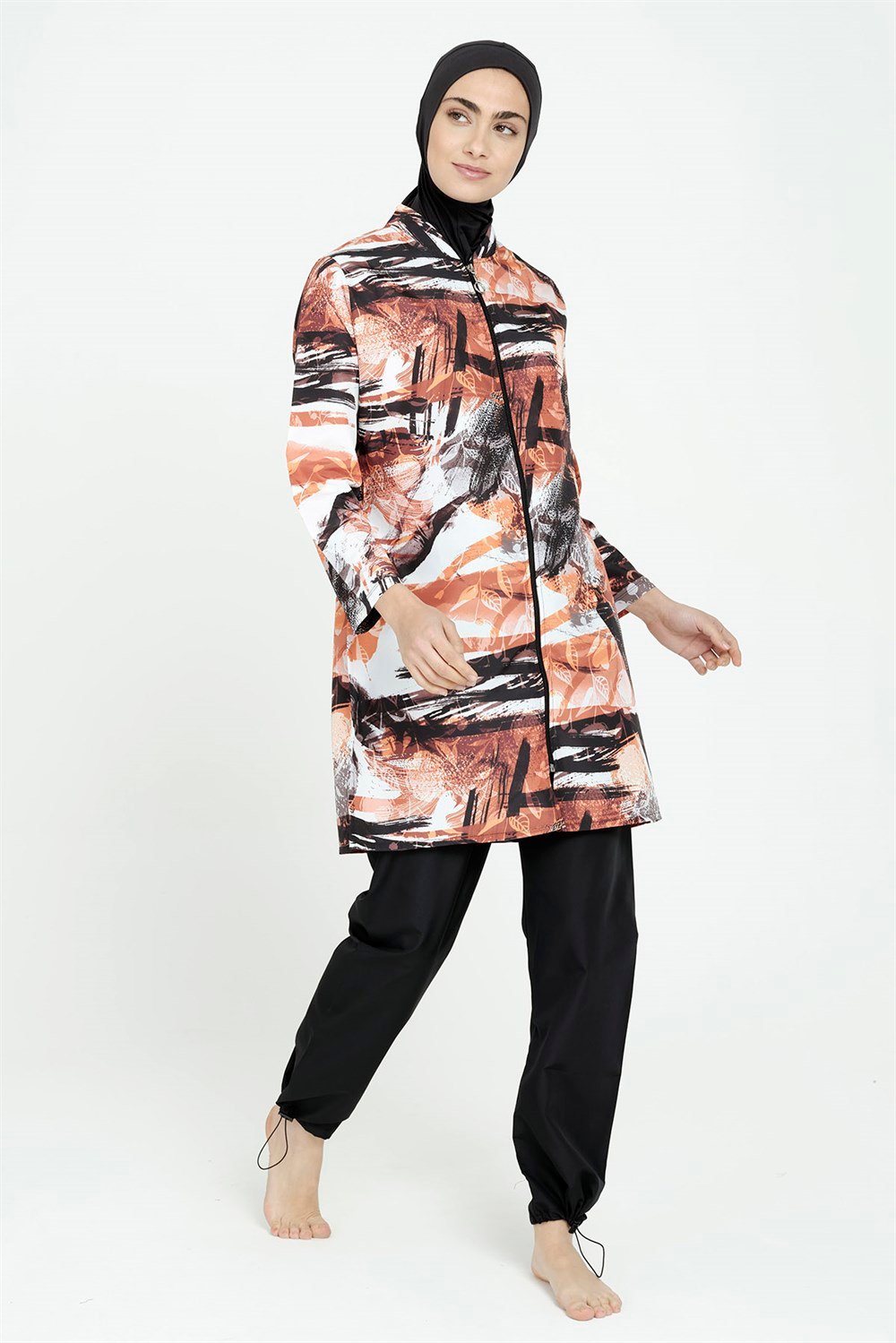 Paraşüt Fermuarlı Tam Kapalı Tesettür Mayo Fırça