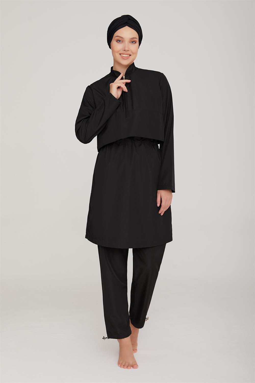 Paraşüt Tam Kapalı Tesettür Mayo Alexıx 8078 Siyah Remsa Mayo