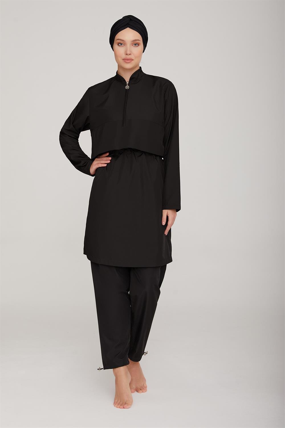 Paraşüt Tam Kapalı Tesettür Mayo Alexıx 8078 Siyah Remsa Mayo