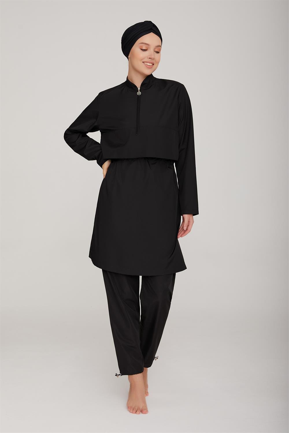 Paraşüt Tam Kapalı Tesettür Mayo Alexıx 8078 Siyah Remsa Mayo