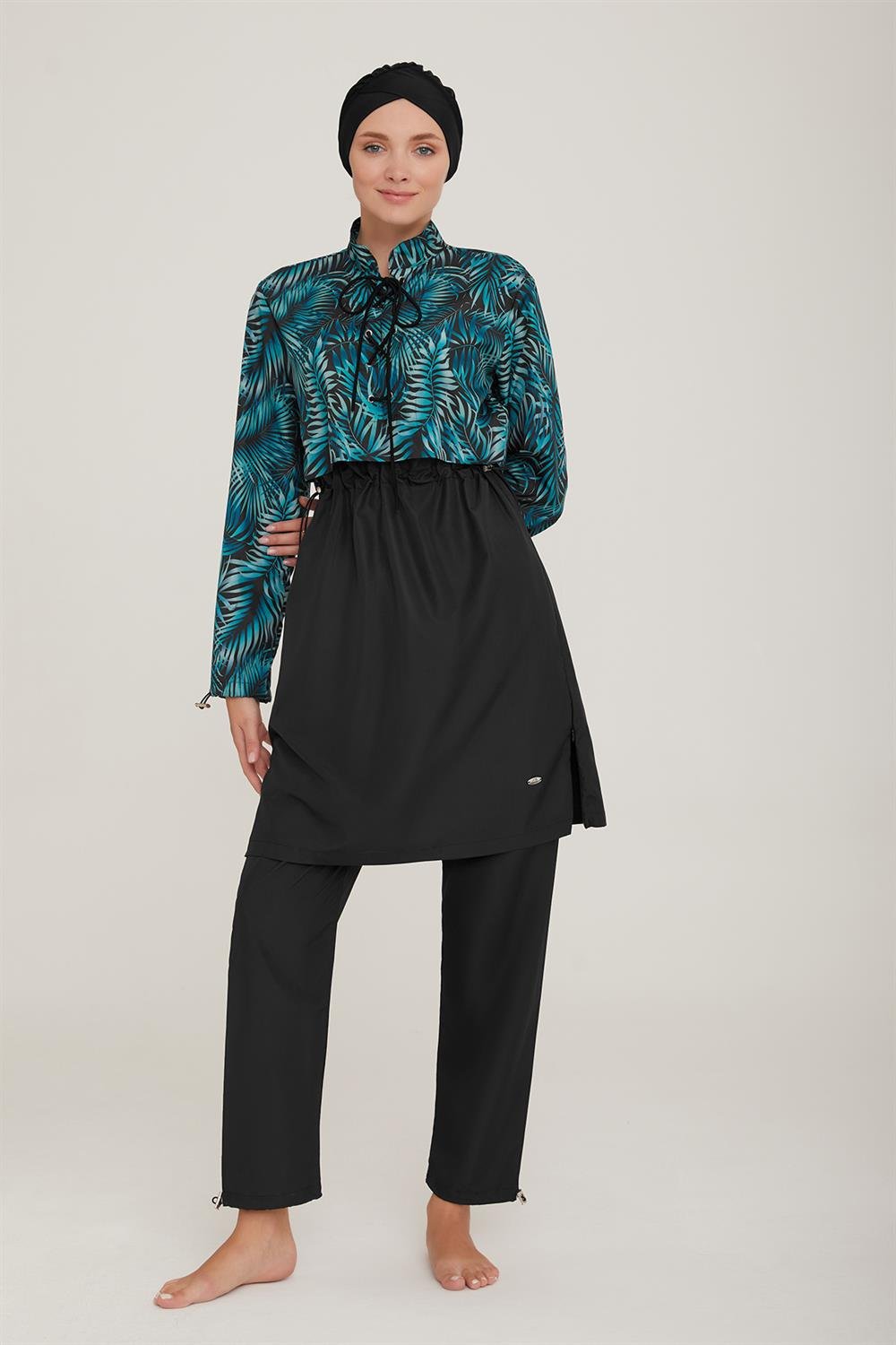 Paraşüt Tam Kapalı Tesettür Mayo Cora 1340 Siyah Remsa Mayo