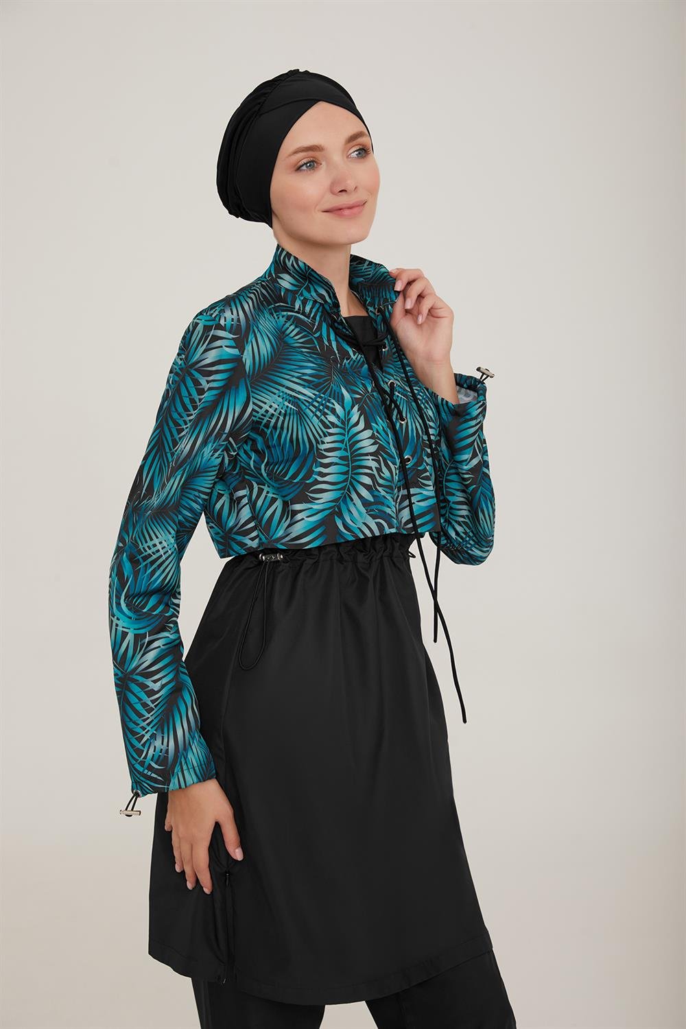 Paraşüt Tam Kapalı Tesettür Mayo Cora 1340 Siyah Remsa Mayo