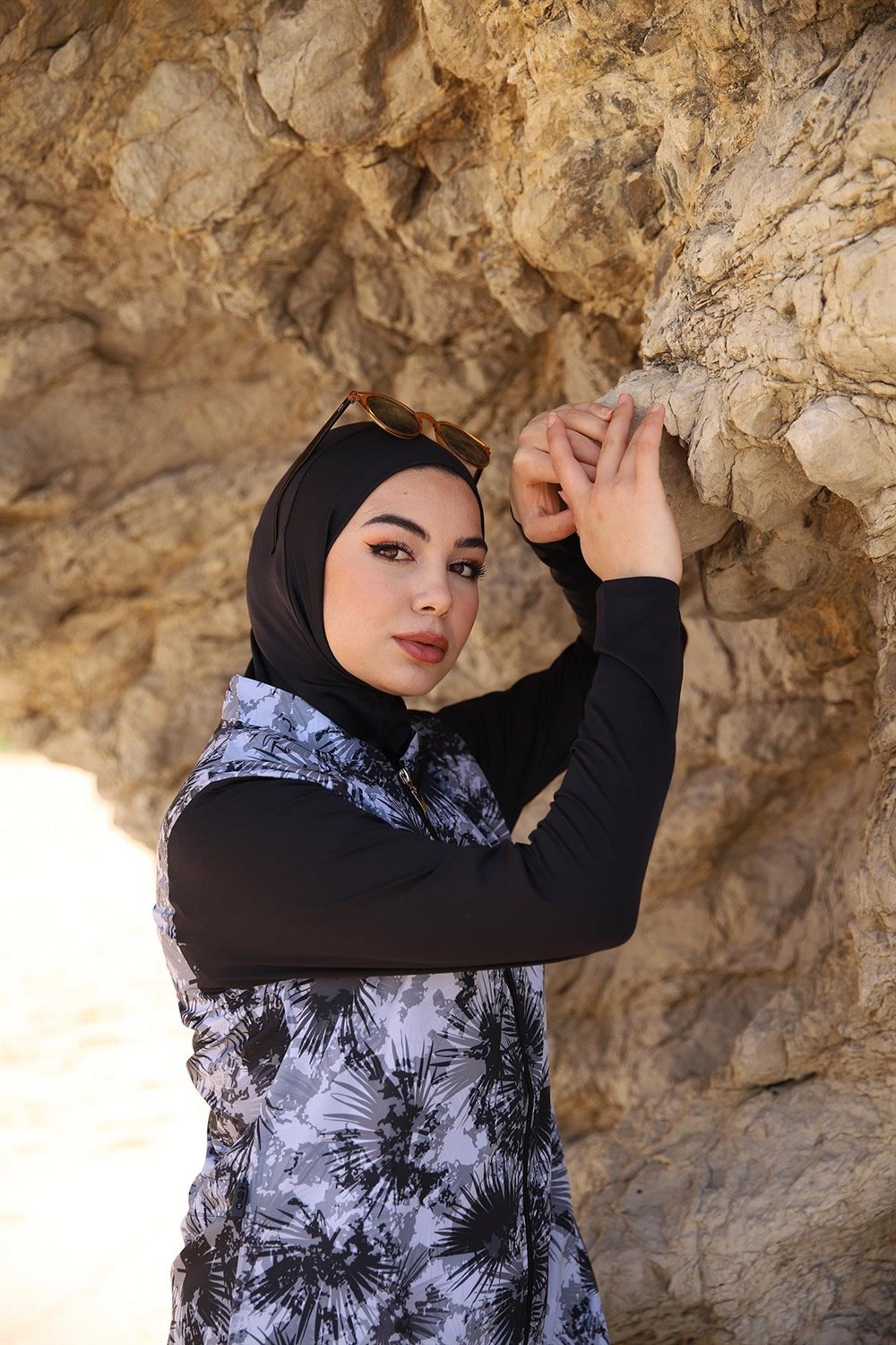 Paraşüt Tam Kapalı Tesettür Mayo Deniz Mayosu Çiğdem Gri