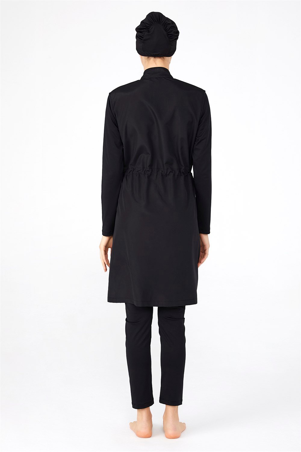 Paraşüt Tam Kapalı Tesettür Mayo Kelebek Nakışlı 1261 Siyah