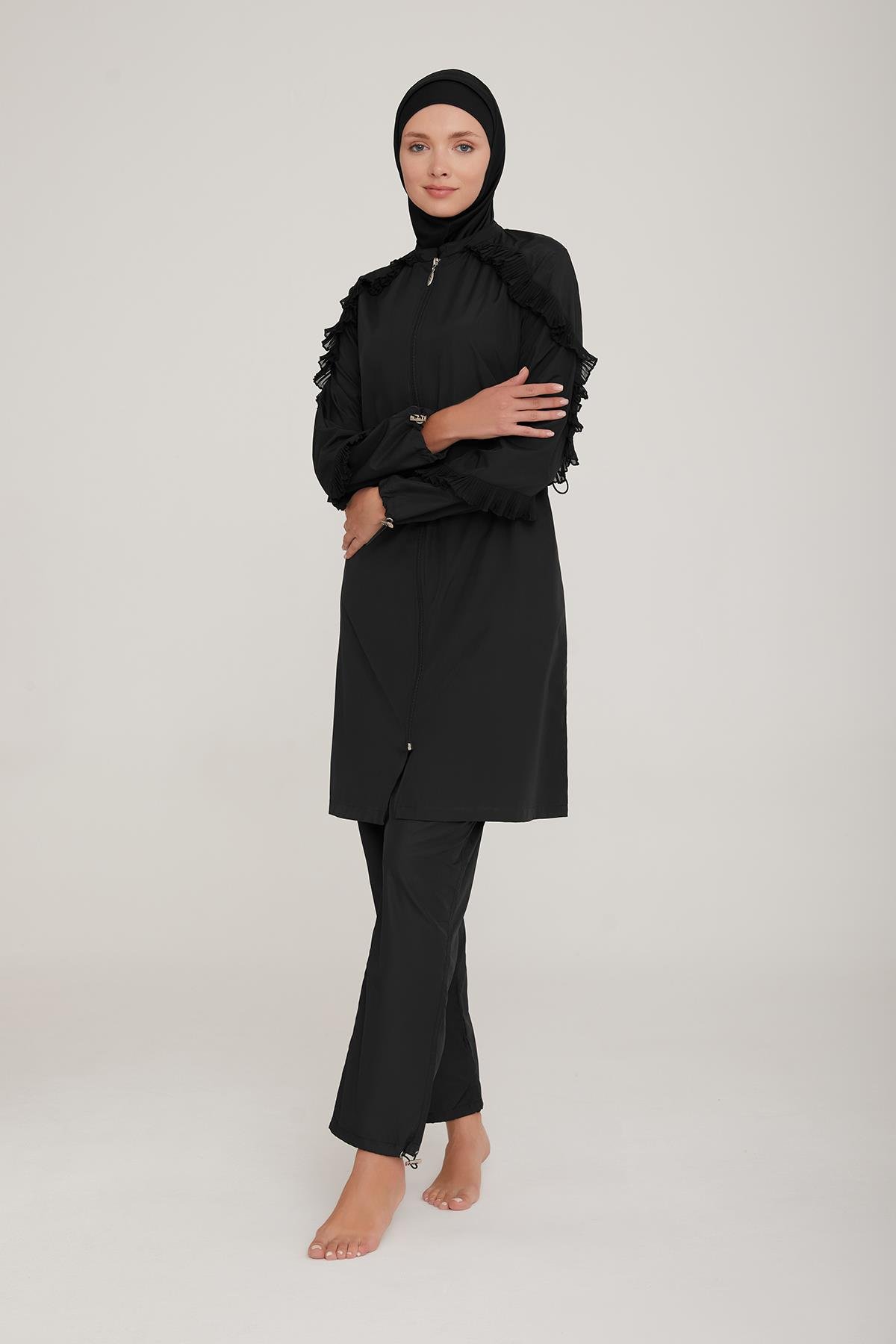 Paraşüt Tam Kapalı Tesettür Mayo Lola 1253 Siyah