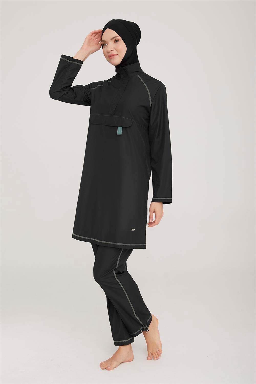 Paraşüt Tam Kapalı Tesettür Mayo Rowena 1346 Siyah Remsa Mayo