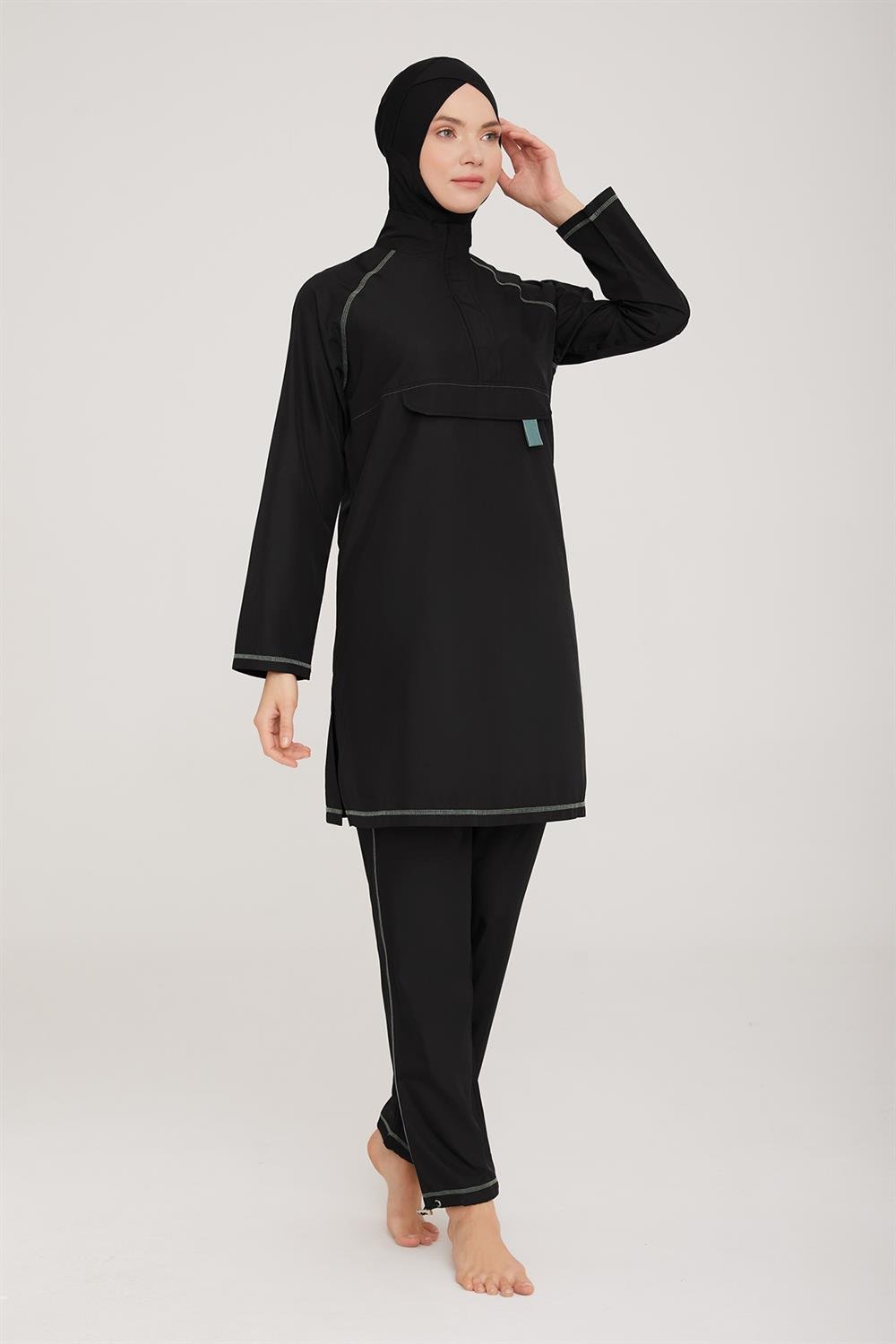 Paraşüt Tam Kapalı Tesettür Mayo Rowena 1346 Siyah Remsa Mayo