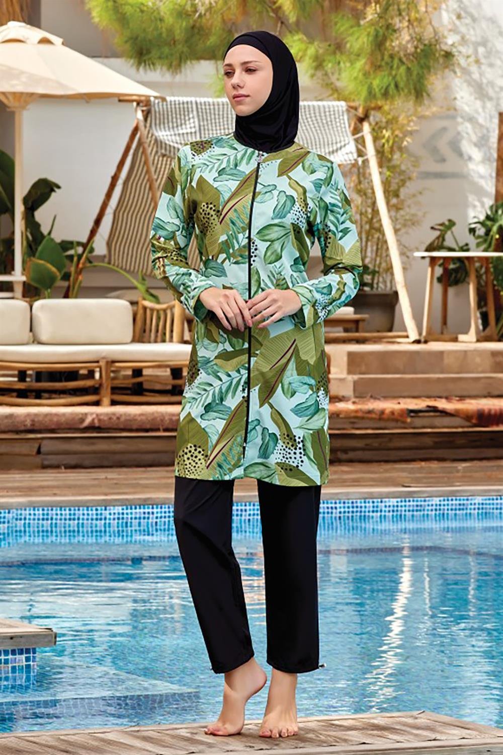 Paraşüt Tam Kapalı Tesettür Mayo Seren 4 9063 Siyah Remsa Mayo