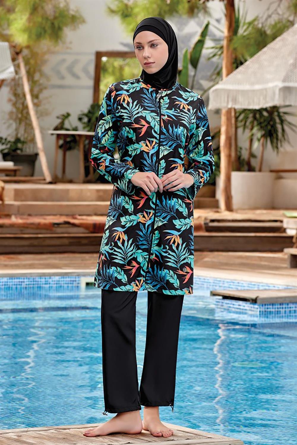 Paraşüt Tam Kapalı Tesettür Mayo Seren 1 9060 Siyah Remsa Mayo