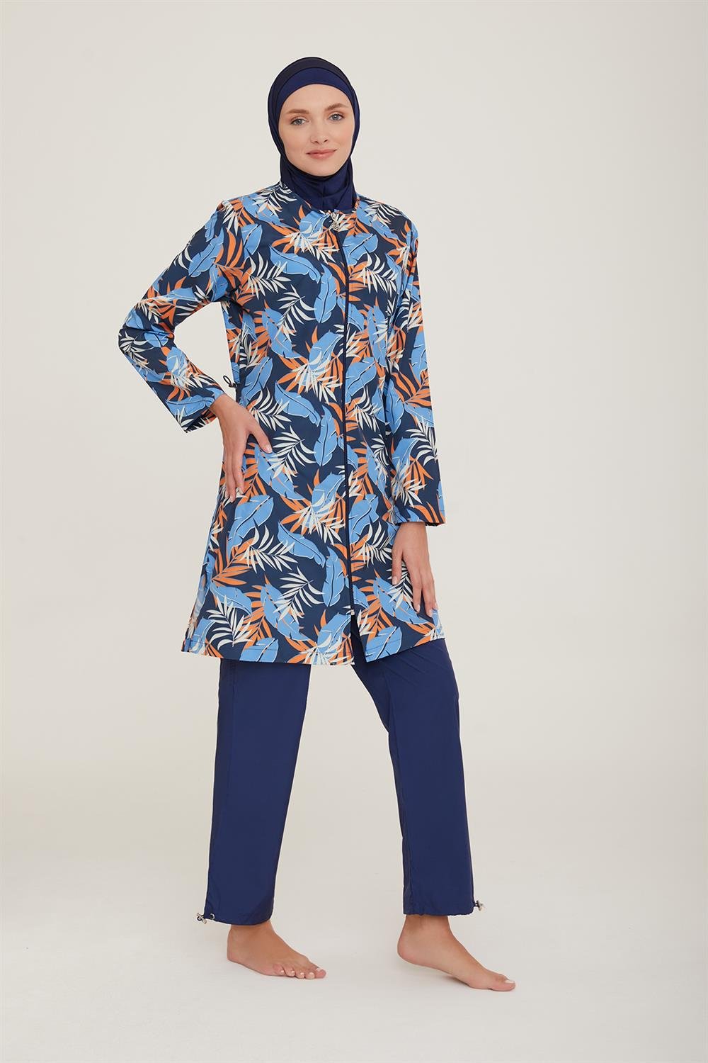 Paraşüt Tam Kapalı Tesettür Mayo Seren 3 9062 Koyu Lacivert Remsa Mayo