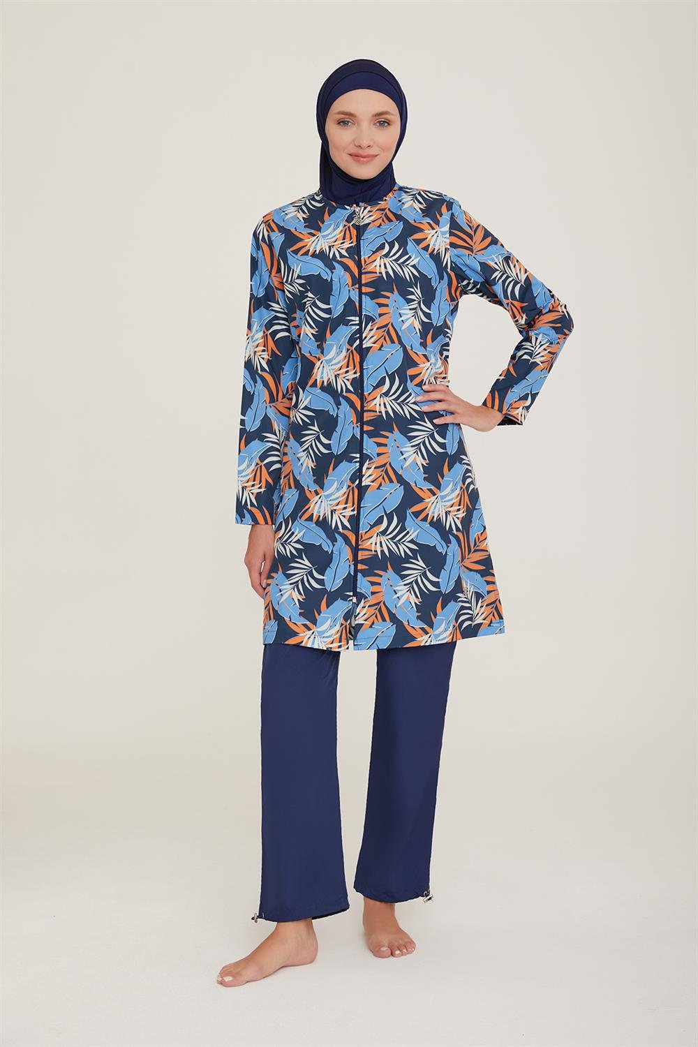 Paraşüt Tam Kapalı Tesettür Mayo Seren 3 9062 Koyu Lacivert Remsa Mayo