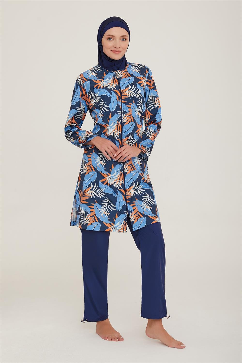 Paraşüt Tam Kapalı Tesettür Mayo Seren 3 9062 Koyu Lacivert Remsa Mayo