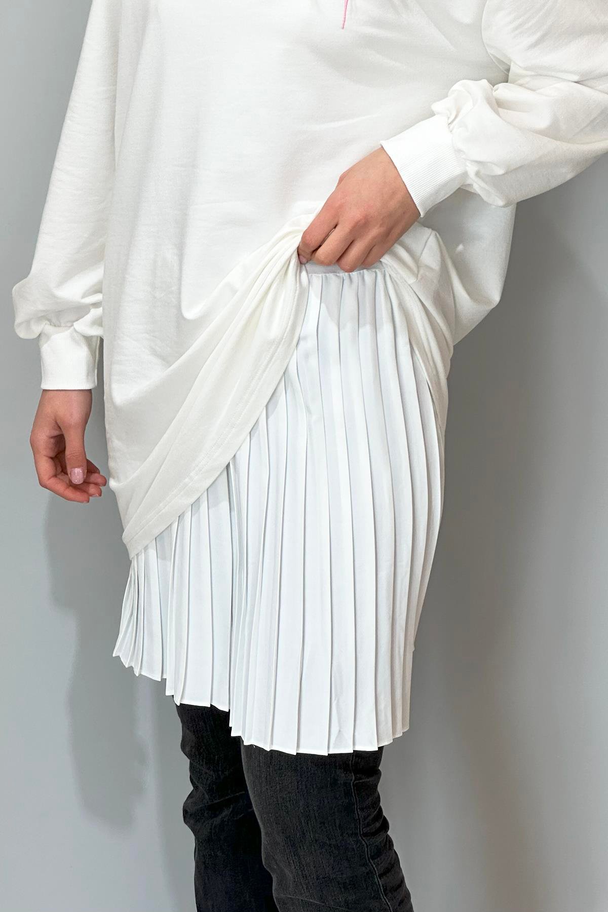 Piliseli İçlik Etek 40002 Ekru