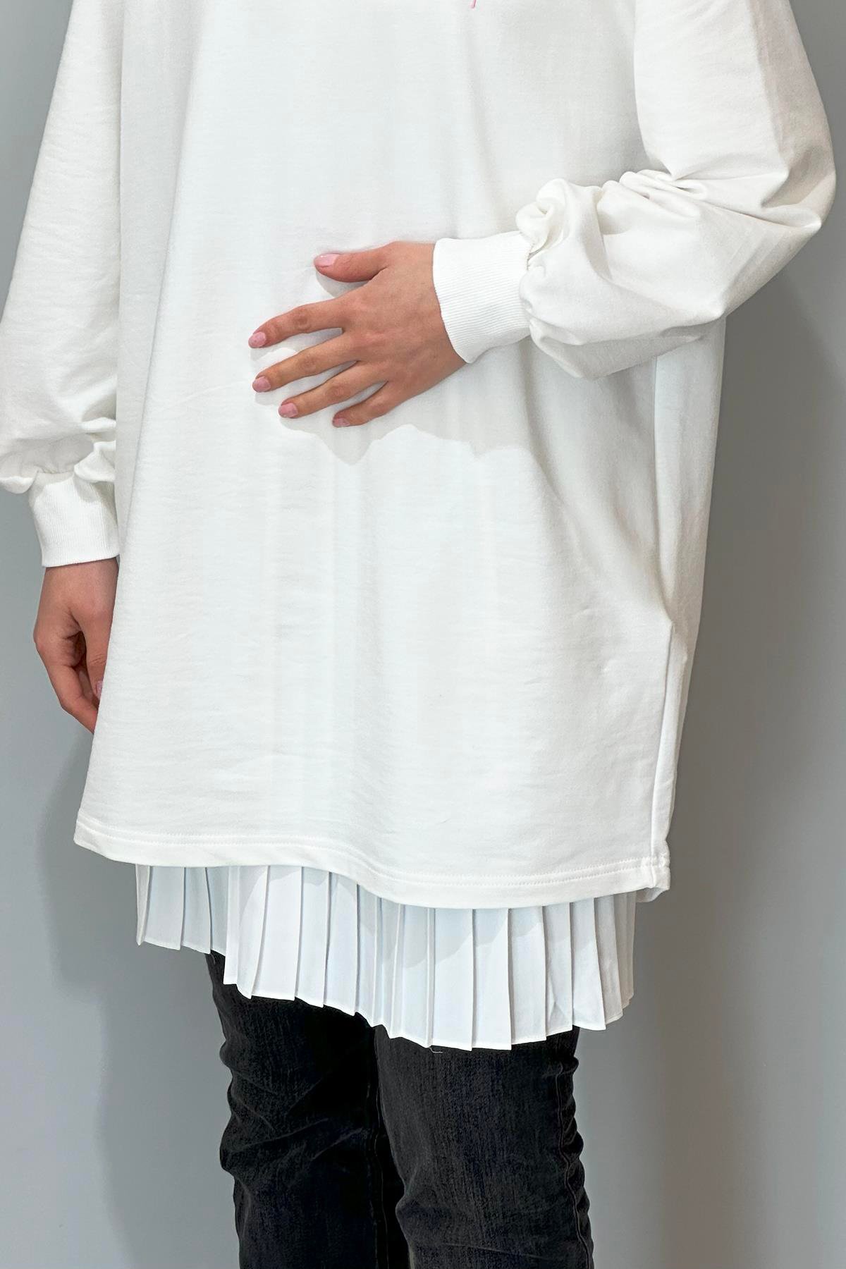 Piliseli İçlik Etek 40002 Ekru