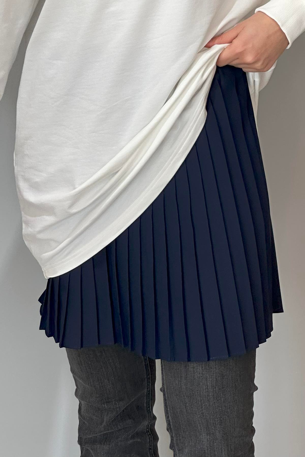 Piliseli İçlik Etek 40002 Lacivert