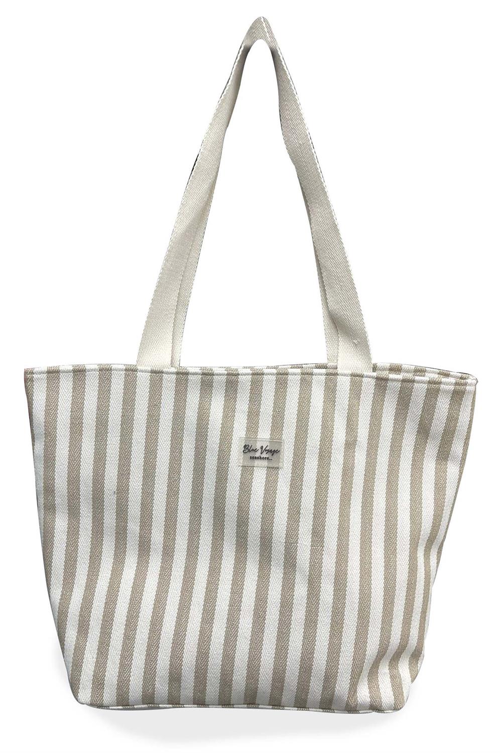Plaj Çantası Marin Çizgili Bej