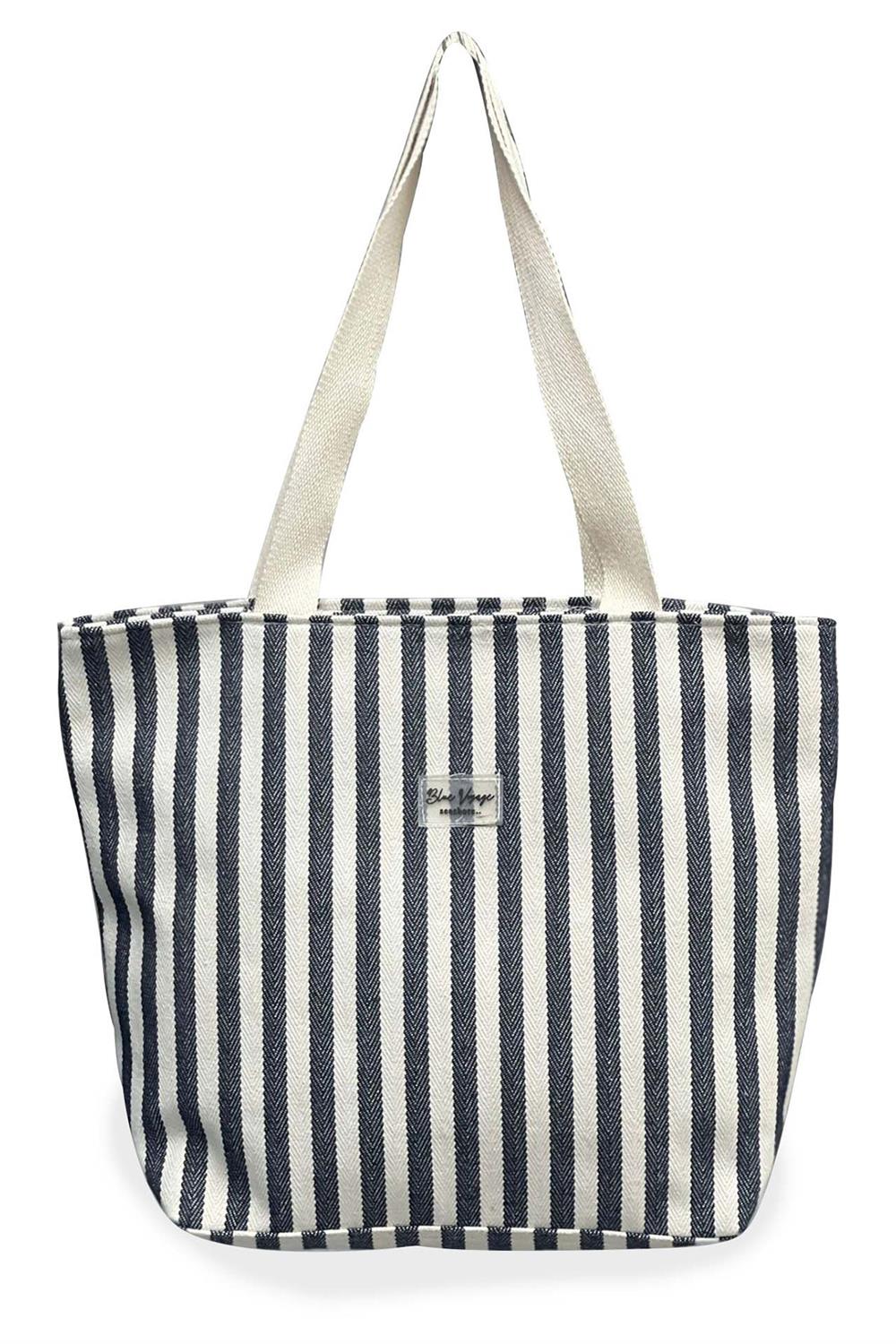 Plaj Çantası Marin Çizgili Lacivert