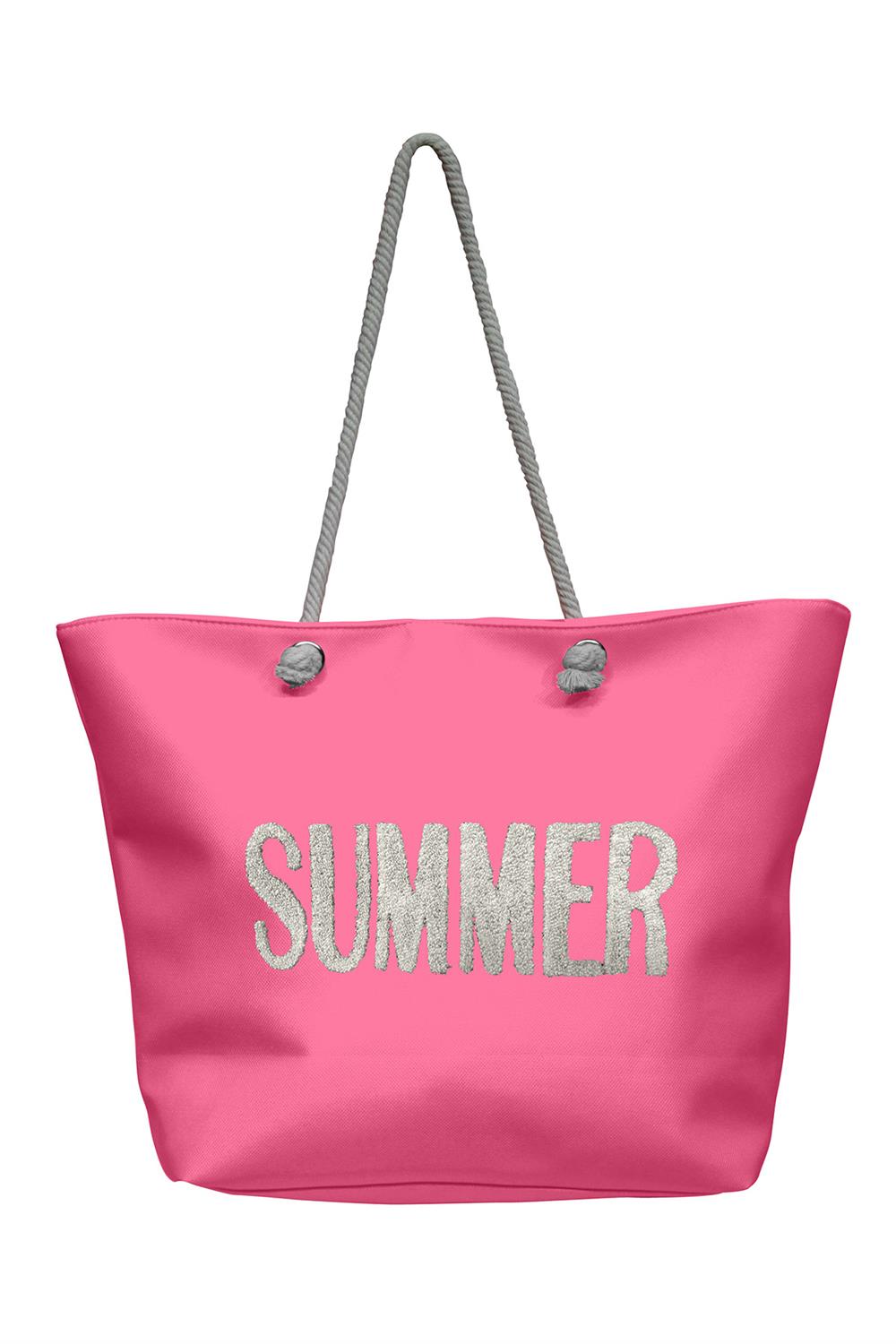 Plaj Çantası Nakışlı Summer Pembe