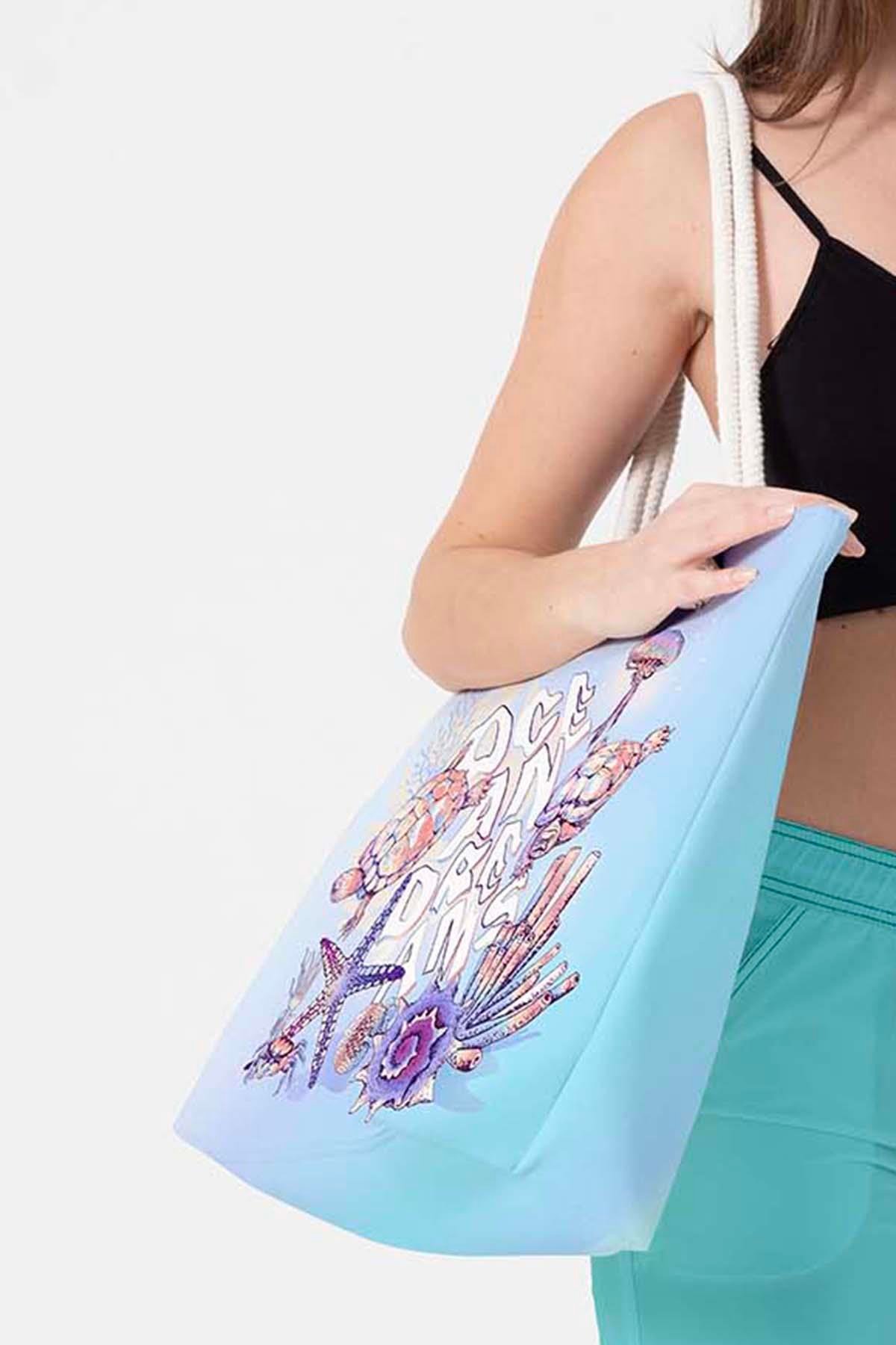 Plaj Çantası Renkli Desen Baskılı 5073