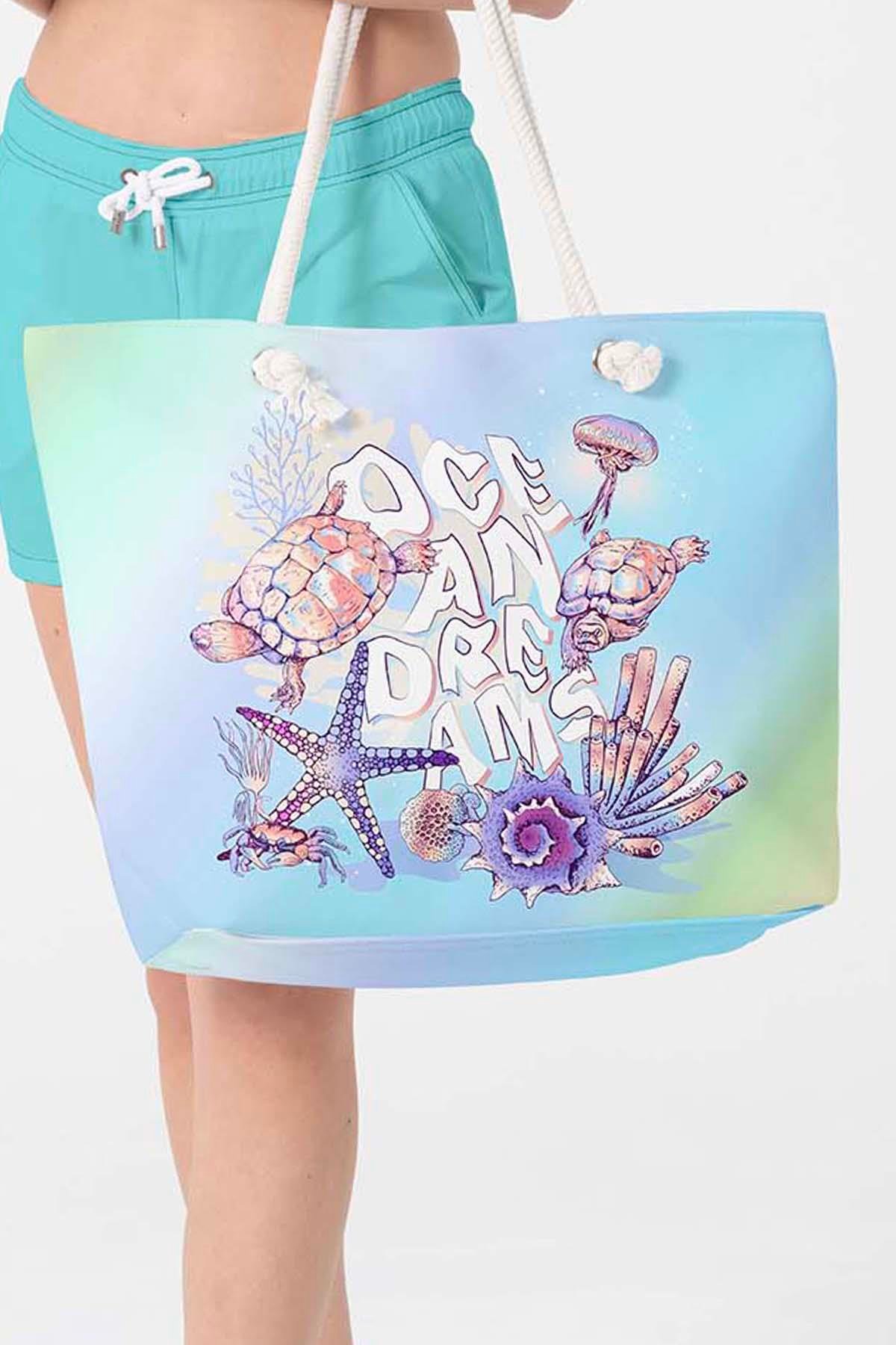 Plaj Çantası Renkli Desen Baskılı 5073