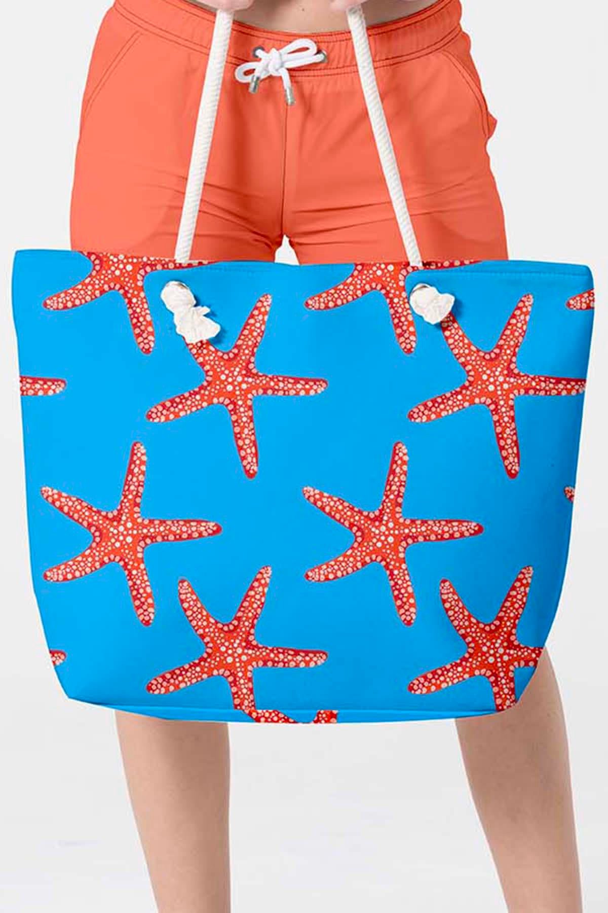 Plaj Çantası Renkli Desen Baskılı 5075