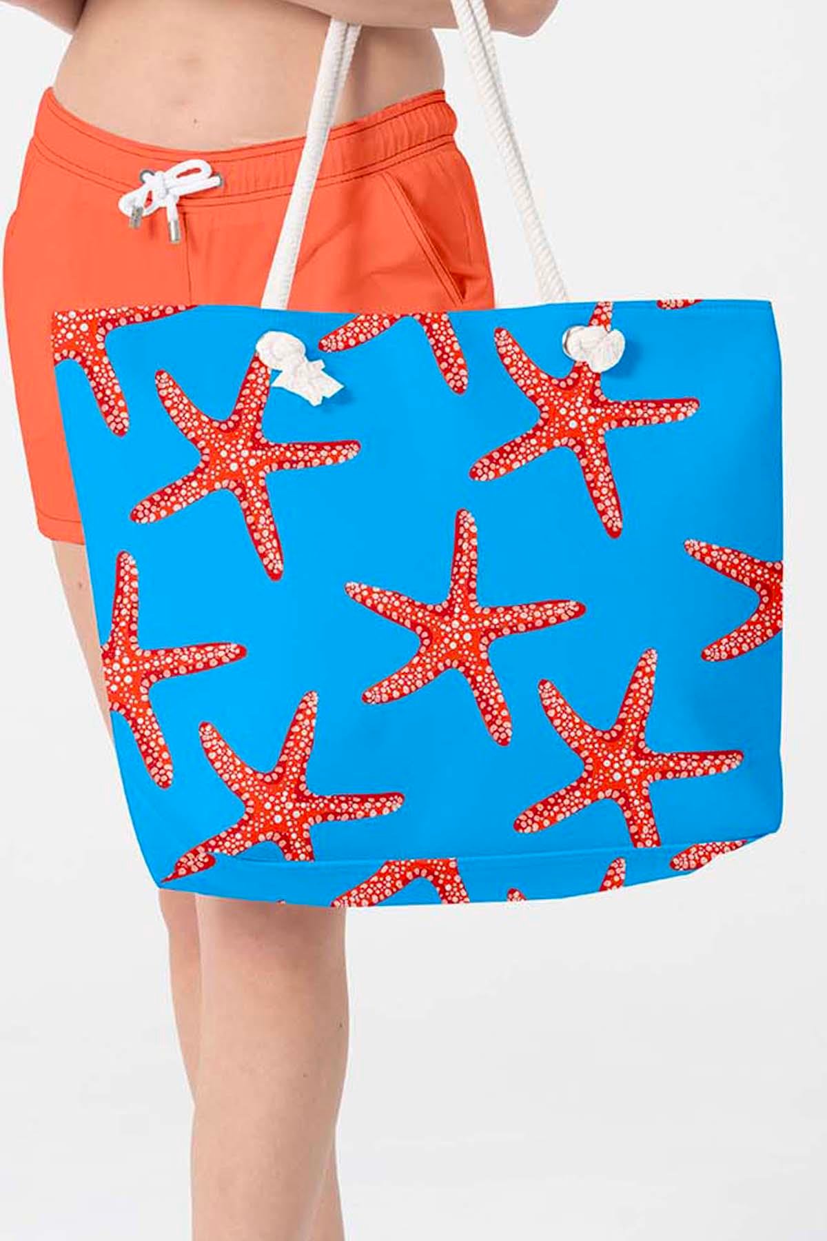 Plaj Çantası Renkli Desen Baskılı 5075