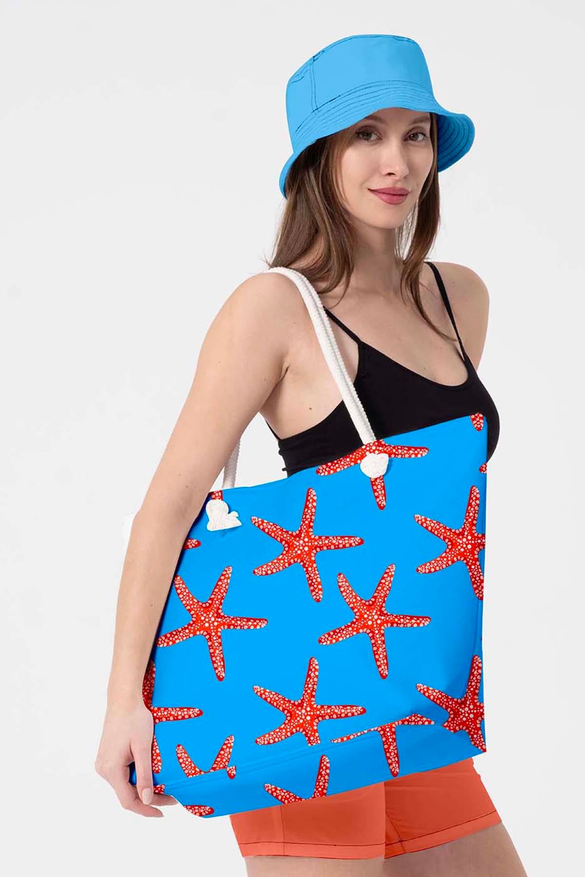 Plaj Çantası Renkli Desen Baskılı 5075