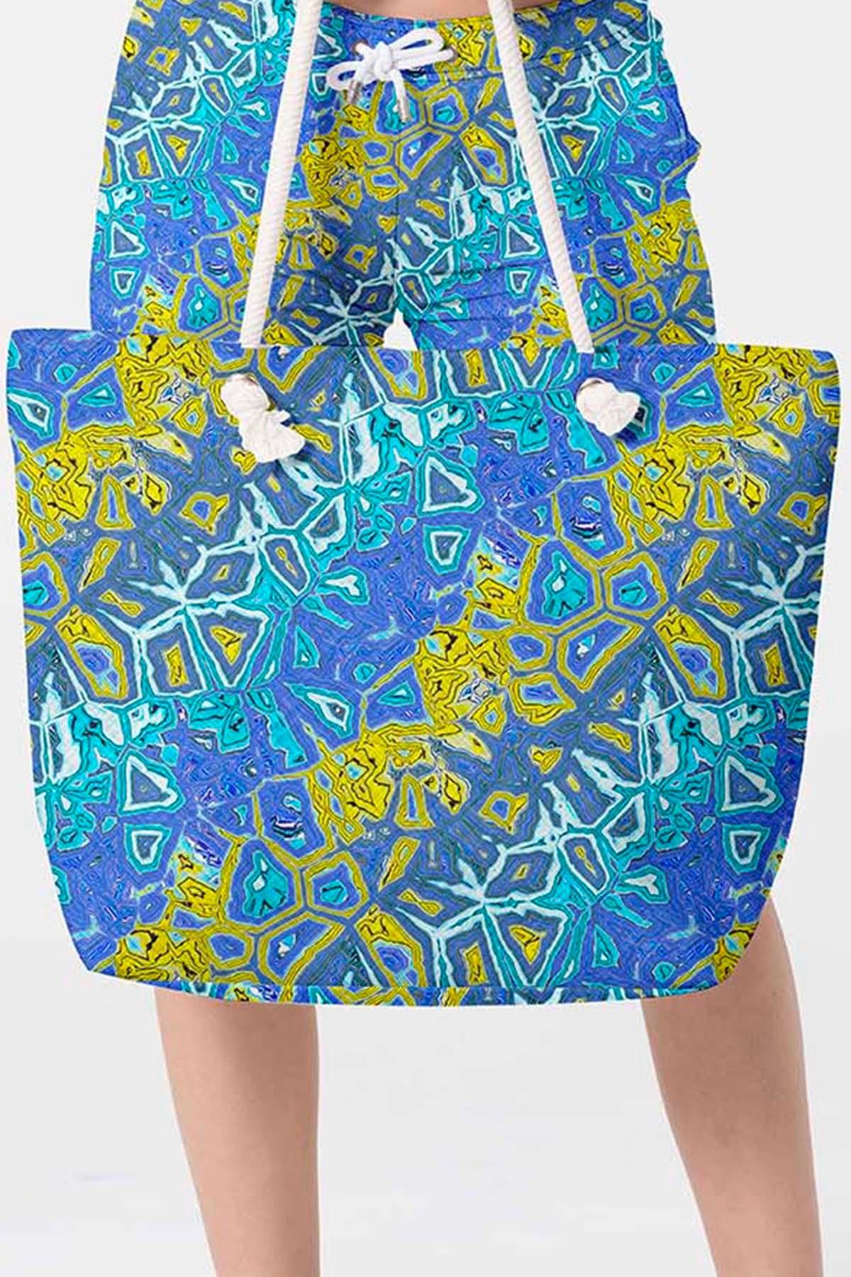 Plaj Çantası Renkli Desen Baskılı 5076