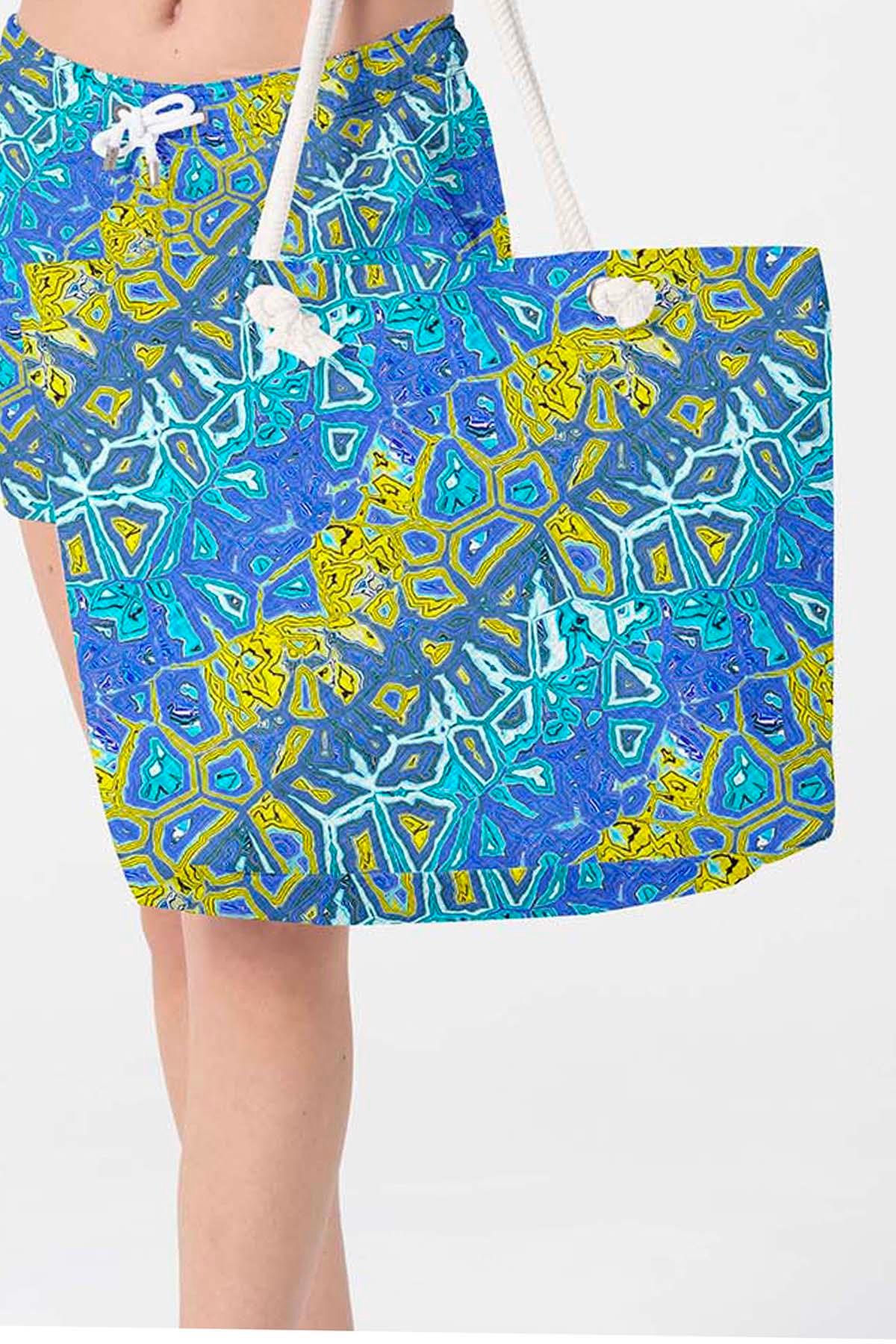 Plaj Çantası Renkli Desen Baskılı 5076