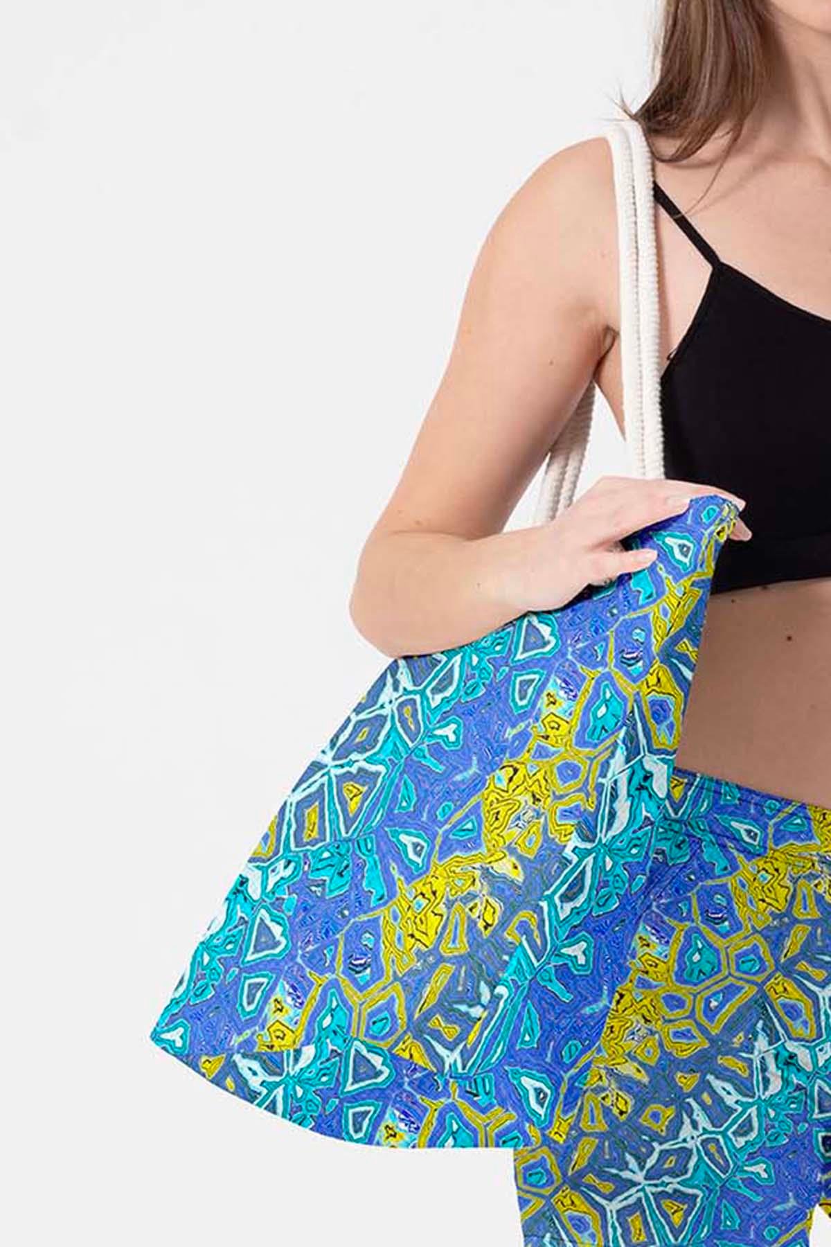 Plaj Çantası Renkli Desen Baskılı 5076