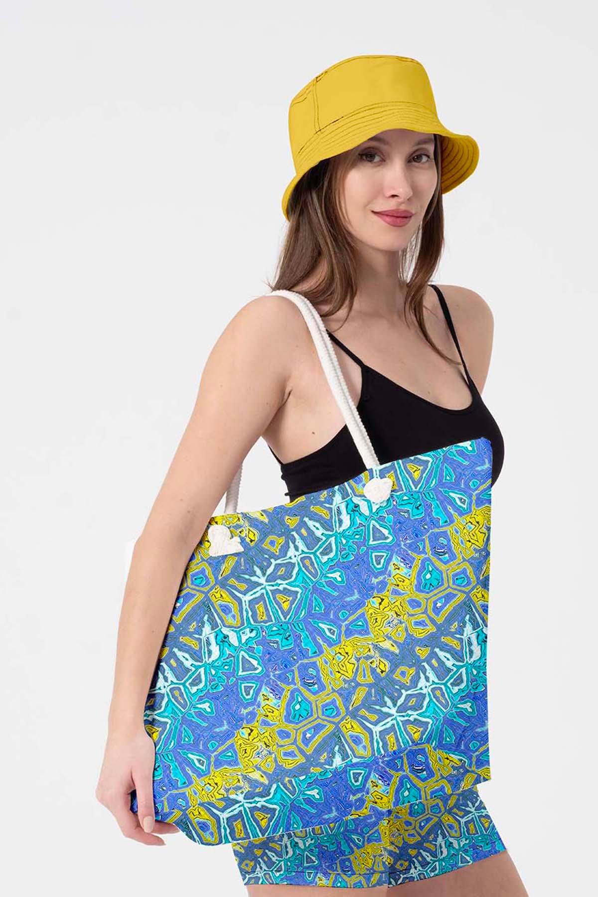 Plaj Çantası Renkli Desen Baskılı 5076